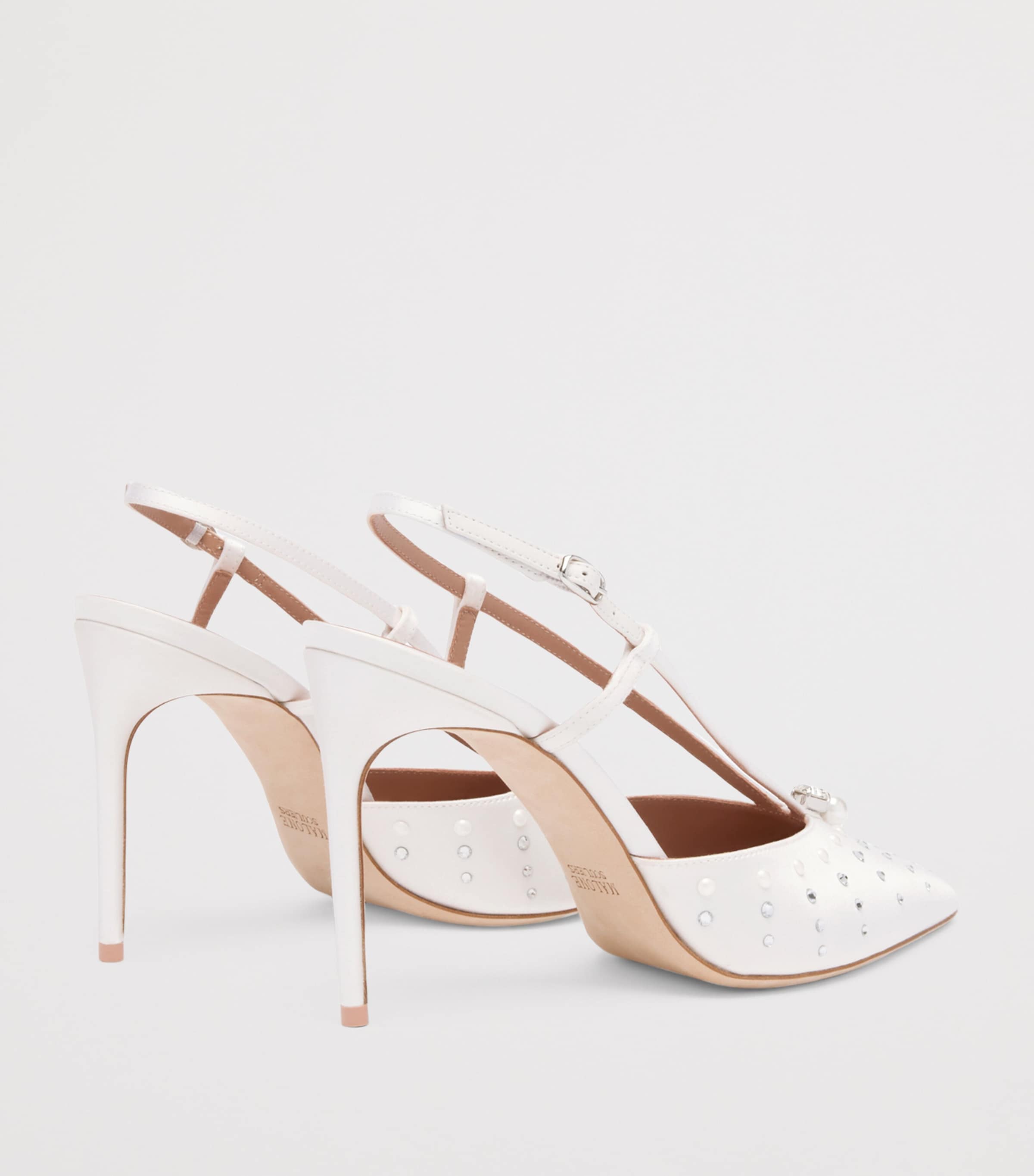 Satin Moore Slingback Heels 90 WHITE Image 3