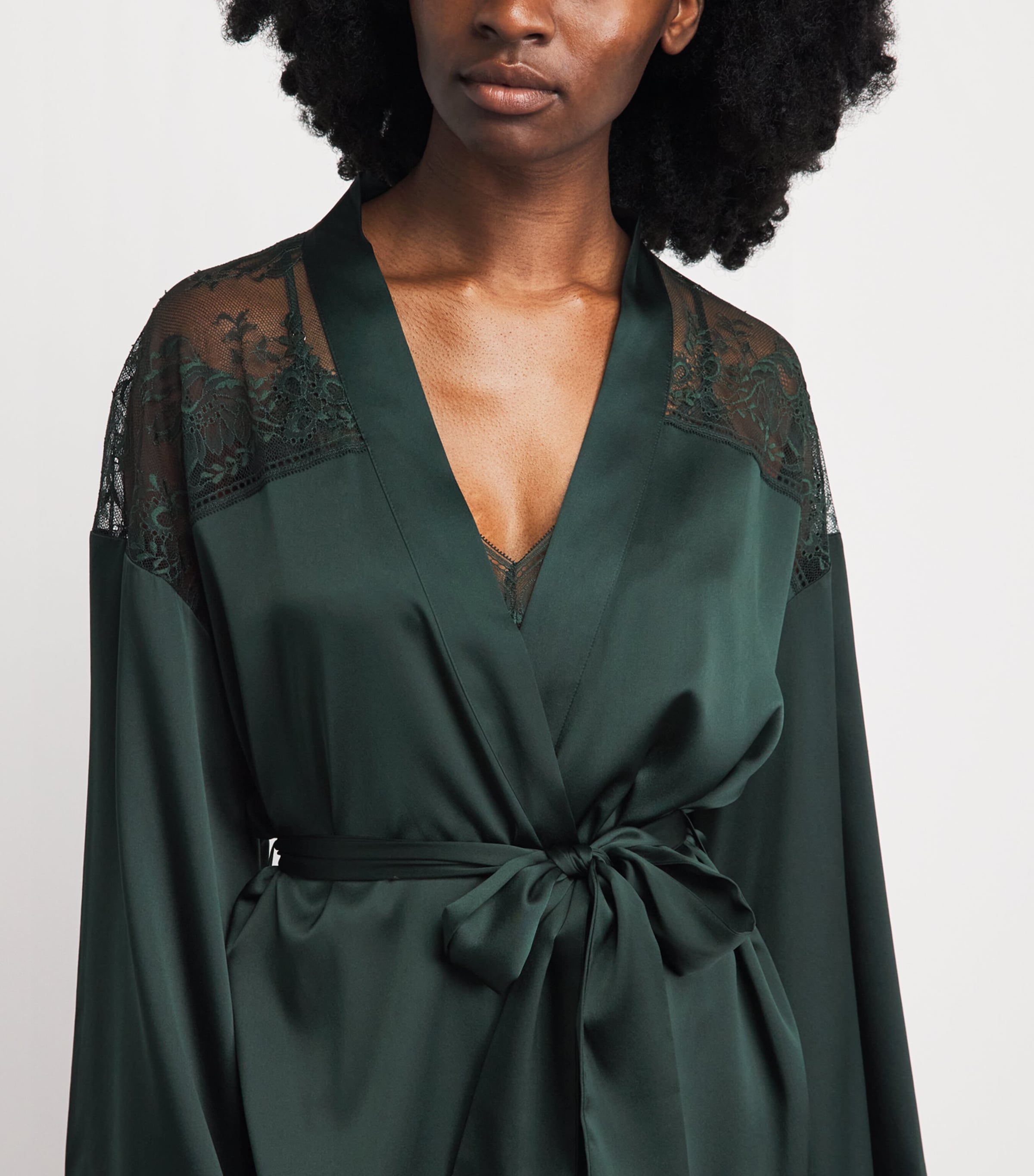 Aubade Womens Silk-Blend Midnight Whisper Robe Mysterious Green Image 3