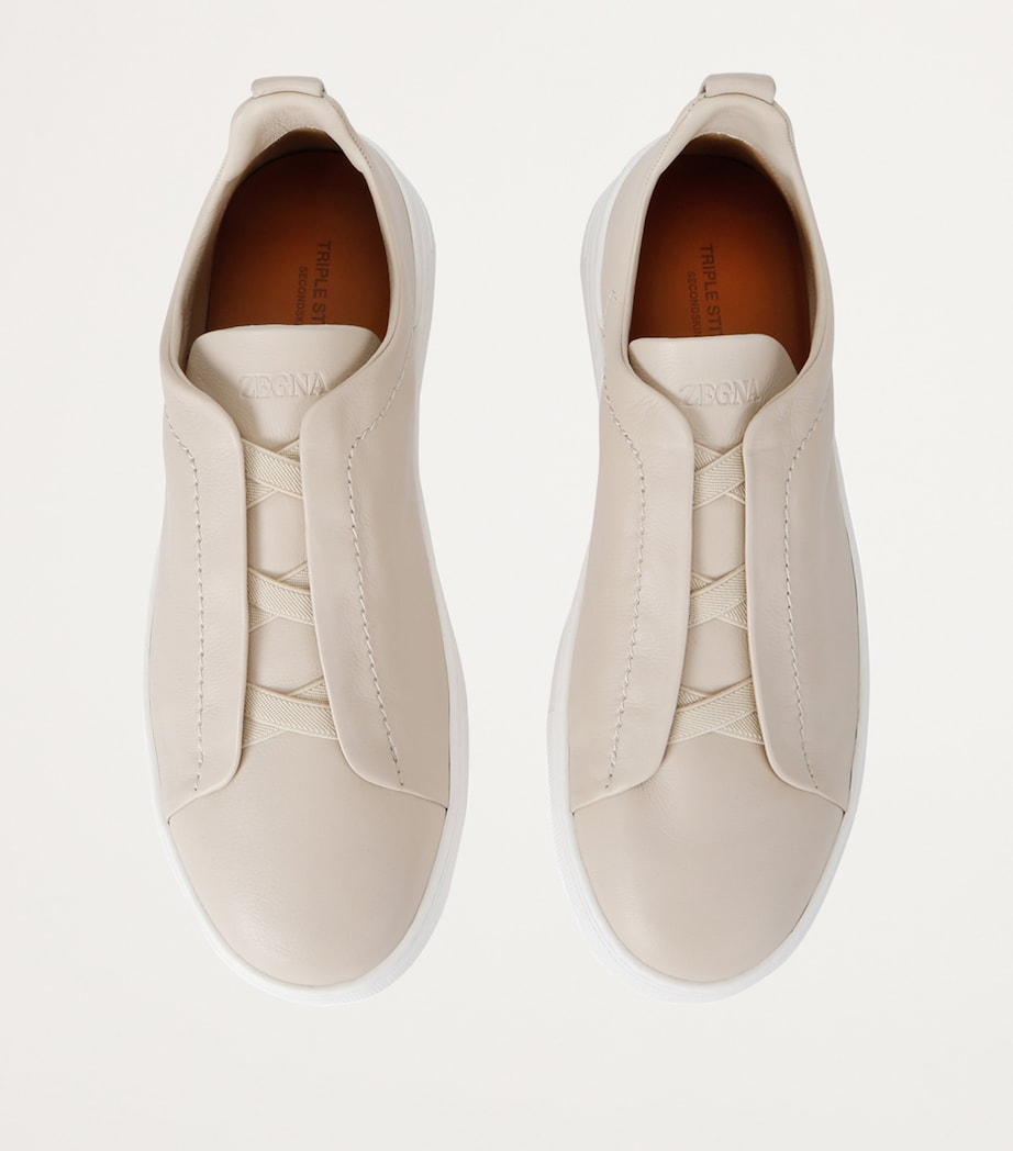 Leather Triple Stitch SECONDSKIN Sneakers BONE Image 4