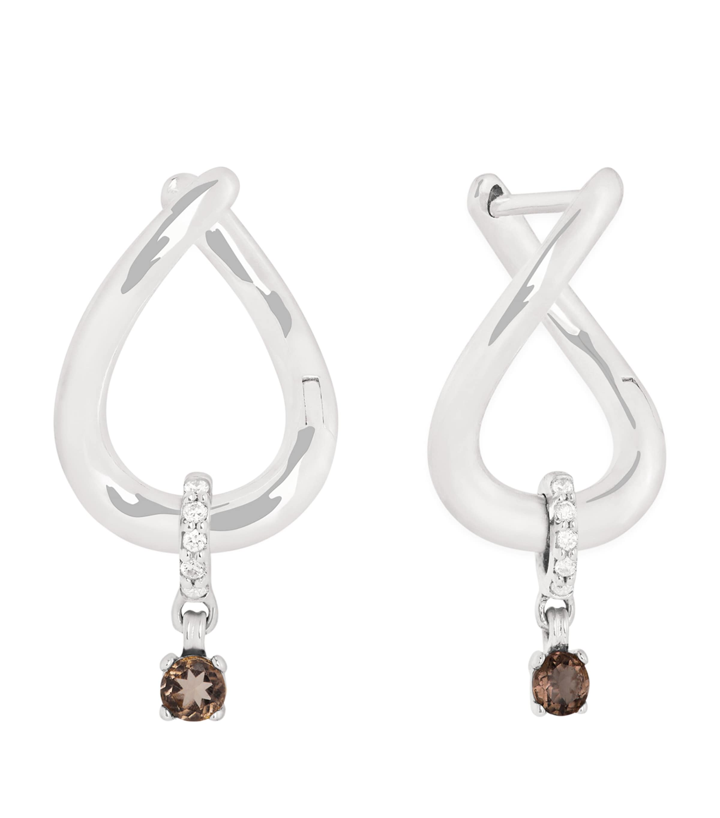 Astrid & Miyu White Gold, Diamond and Quartz Molten Hoop Earrings White Gold Image 1