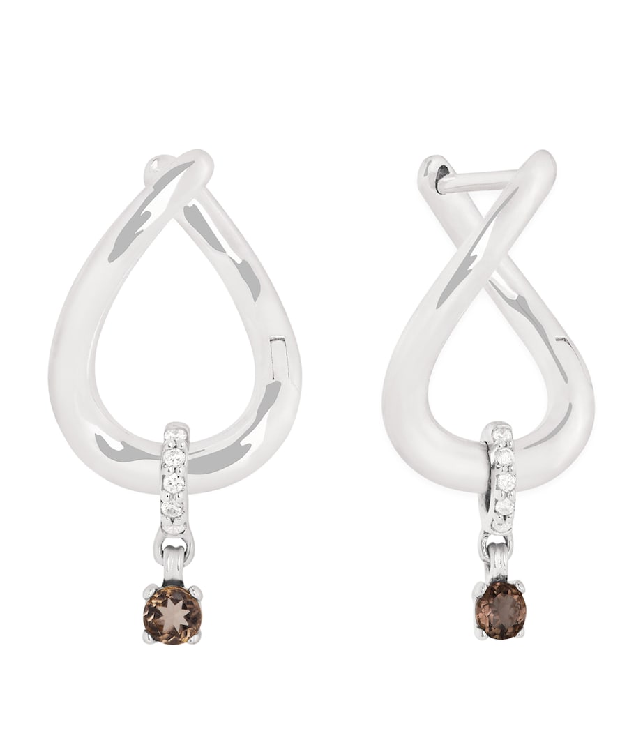 Astrid & Miyu White Gold, Diamond and Quartz Molten Hoop Earrings White Gold Image 1