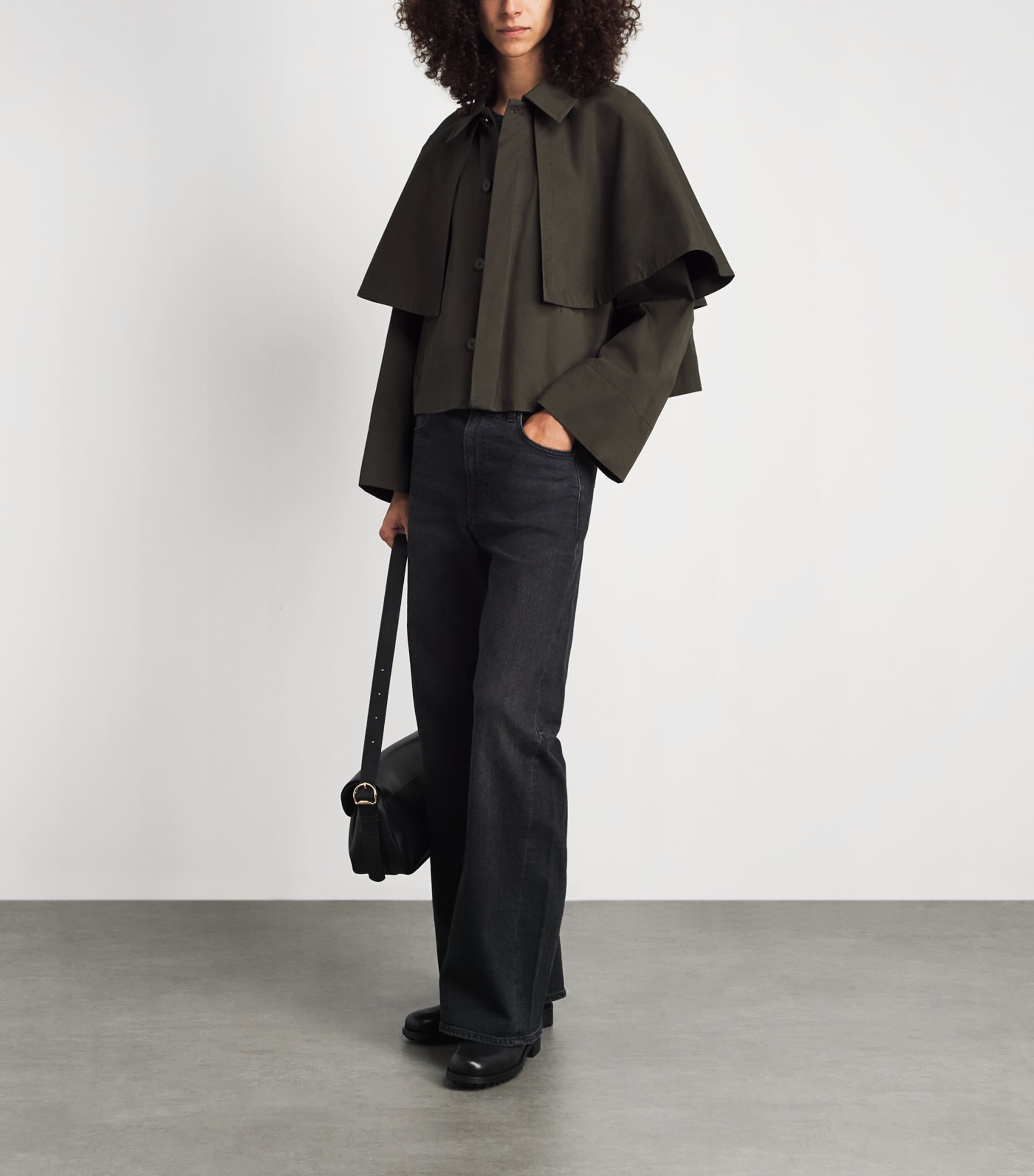 FRAME Womens Cotton Storm-Flap Trench Jacket Military Green Image 2
