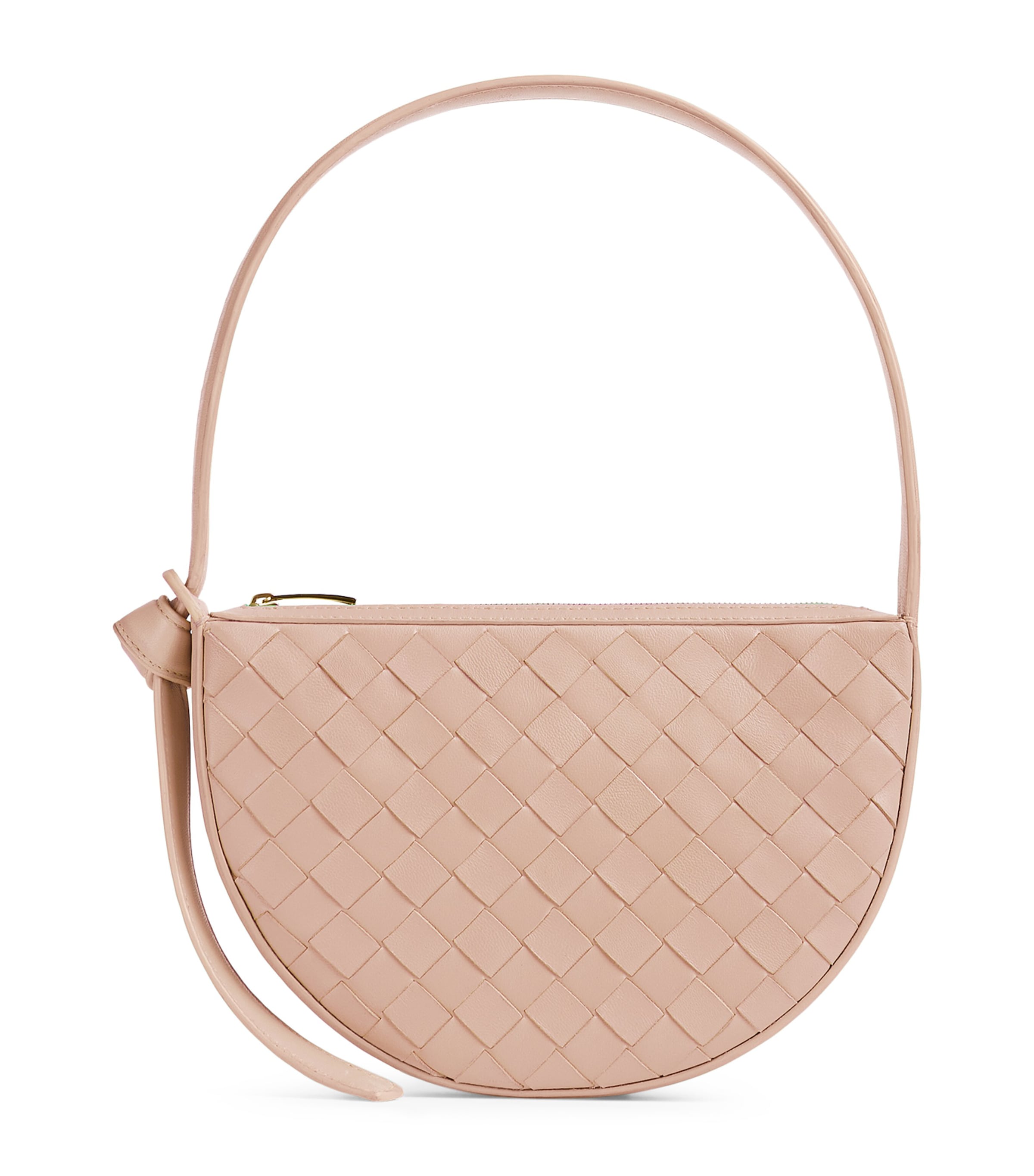 Bottega Veneta Half Moon Leather Shoulder Bag In Rose