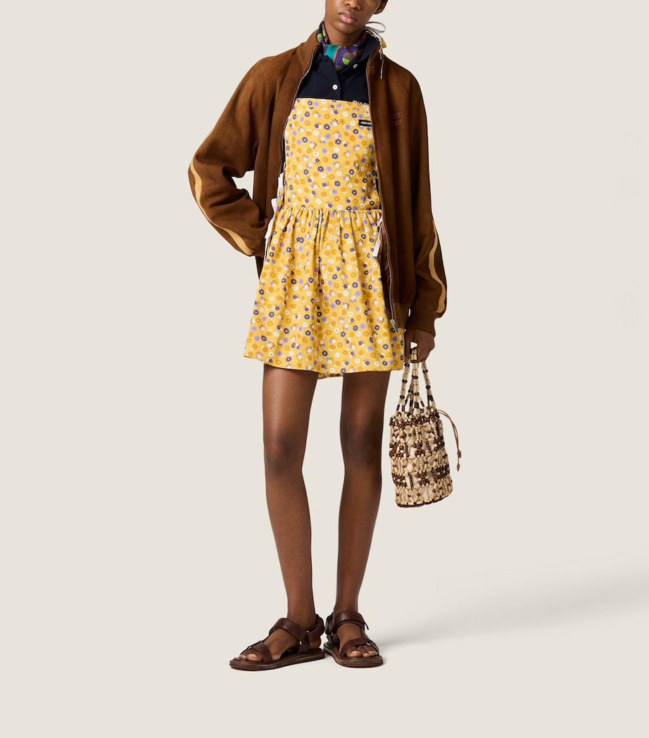 Miu Miu Womens Floral Apron Mini Dress Yellow Image 2