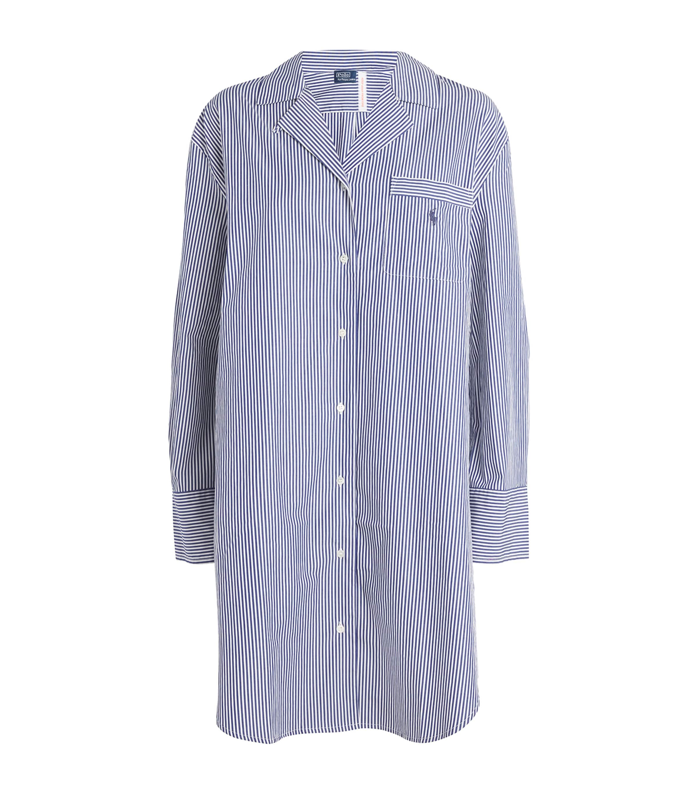 Polo Ralph Lauren Cotton Poplin Stripe Pyjama Shirt In Blue