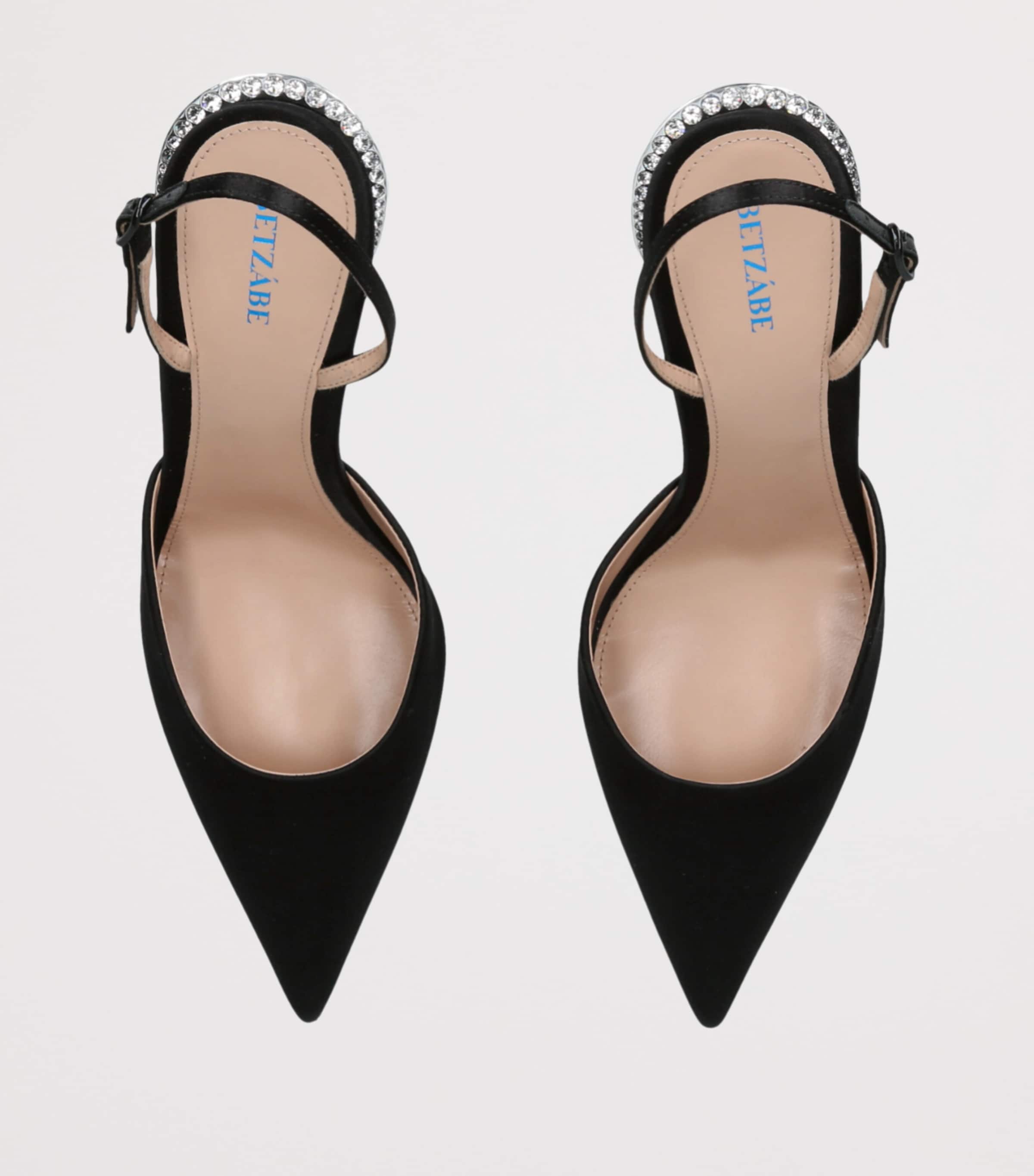 BETZÁBE Satin Embellished Sofia Slingback Pumps 100 Black Image 3