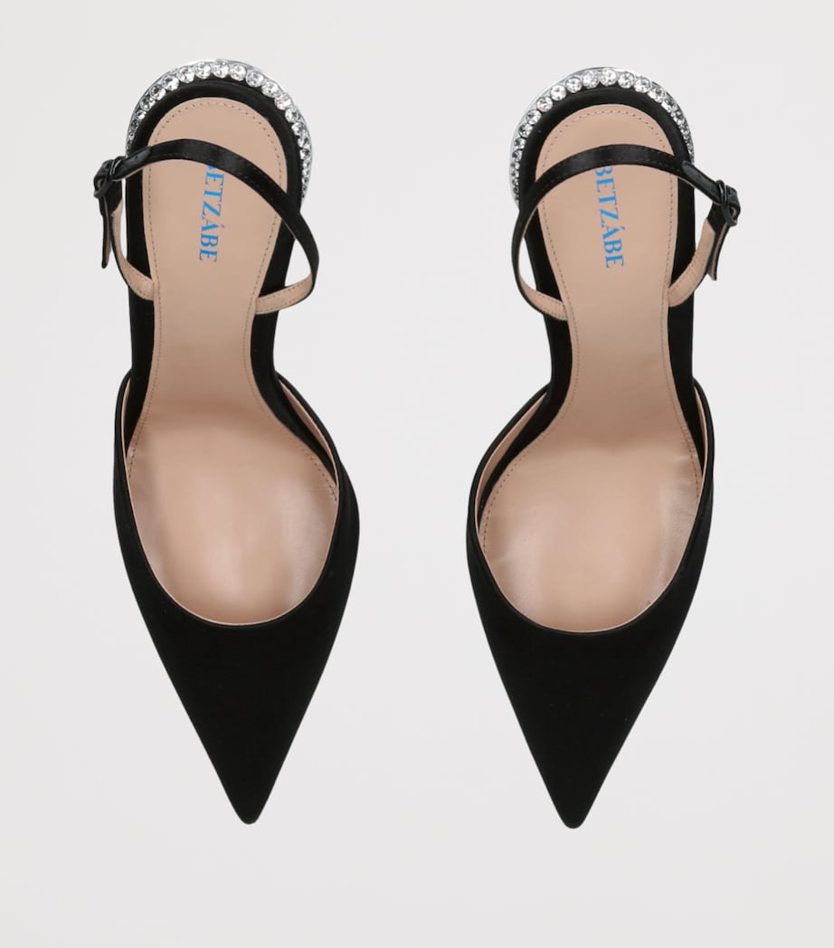 BETZÁBE Satin Embellished Sofia Slingback Pumps 100 Black Image 3