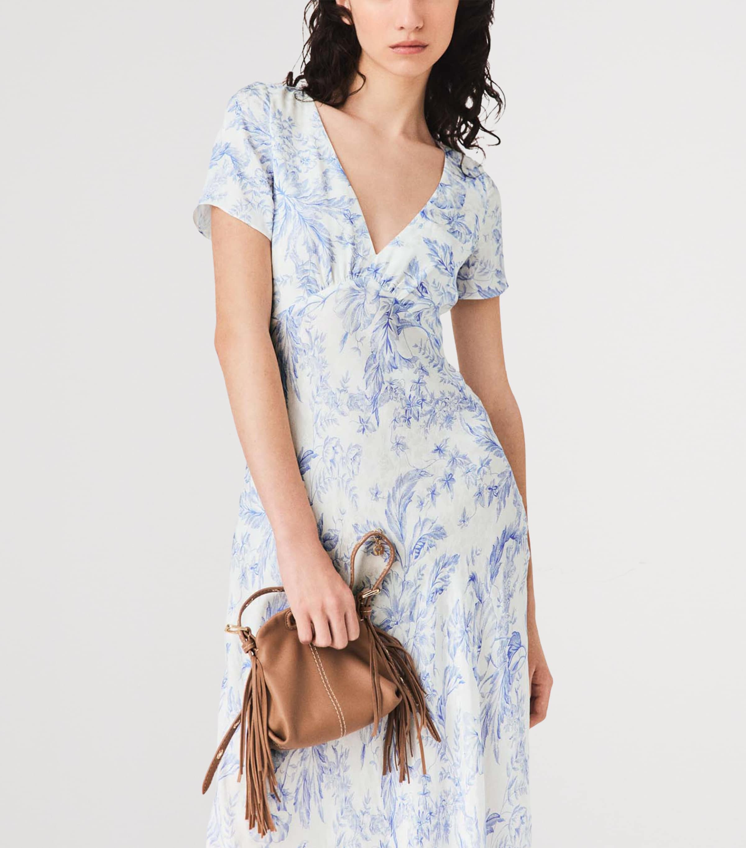 Maje Womens Floral Maxi Dress Sky Blue Large Image 5