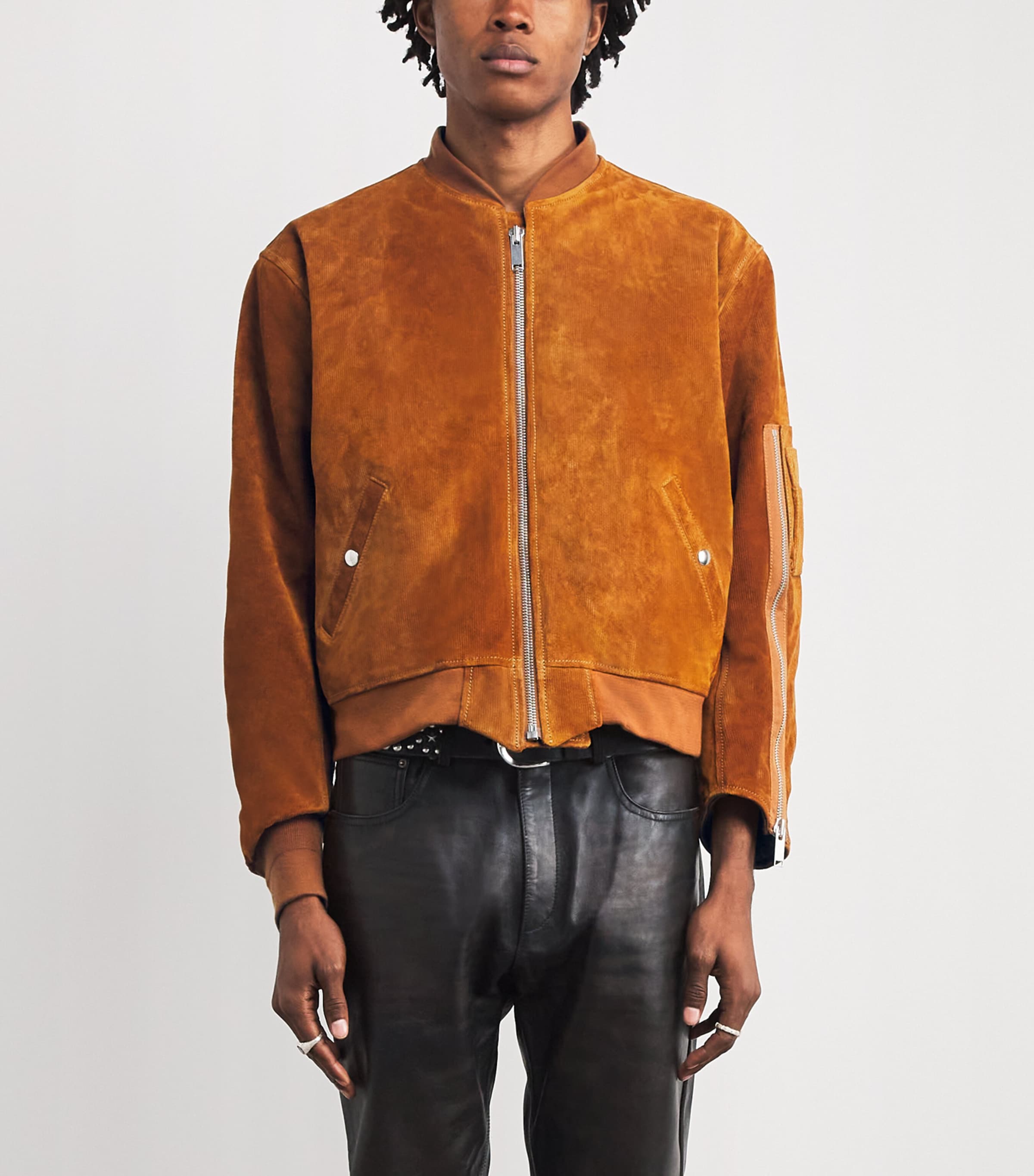 Suede Military Bomber Jacket CARAMEL Image 3