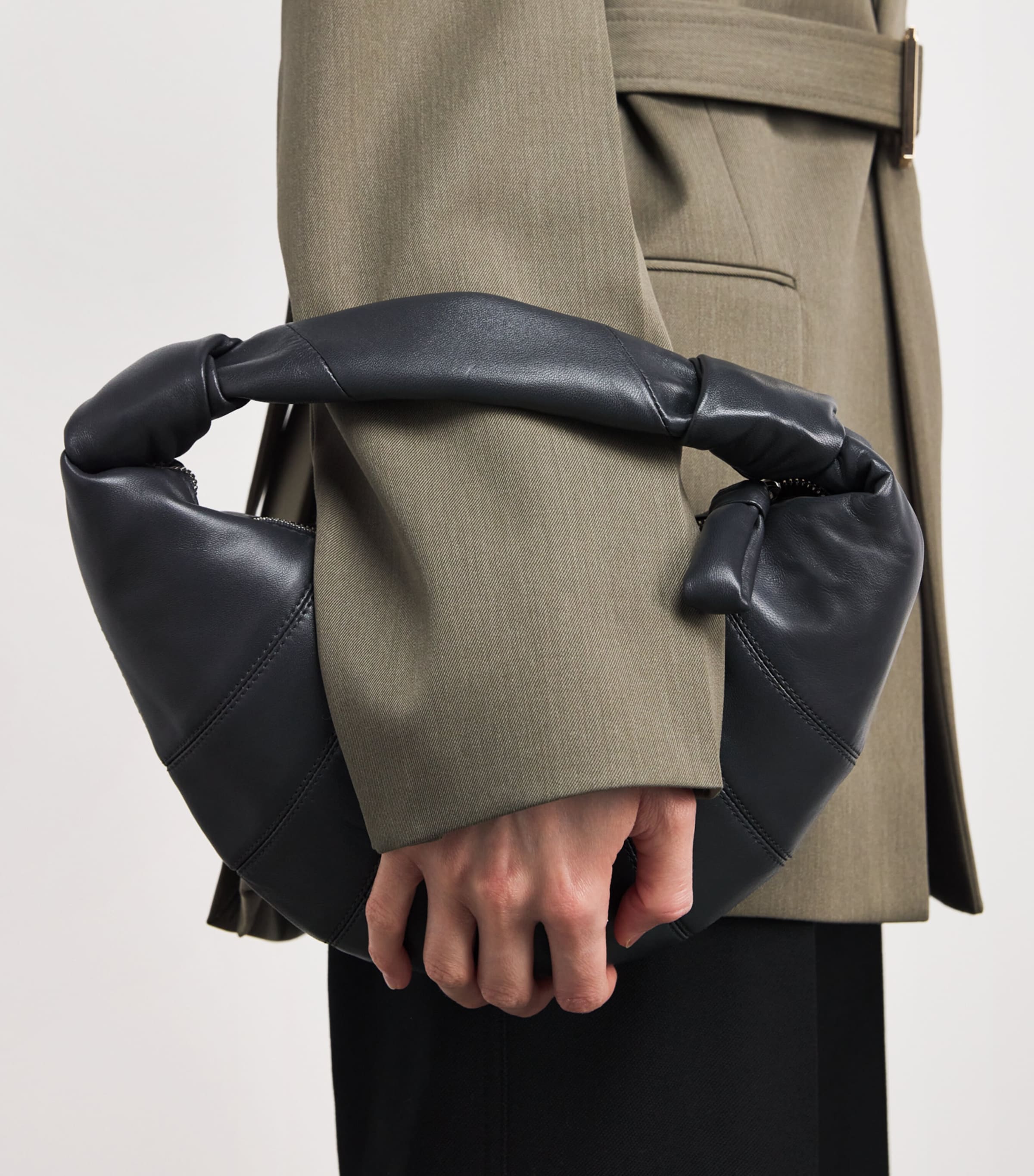 Mini Leather Croissant Shoulder Bag BL003 GRANITE BLUE Image 5