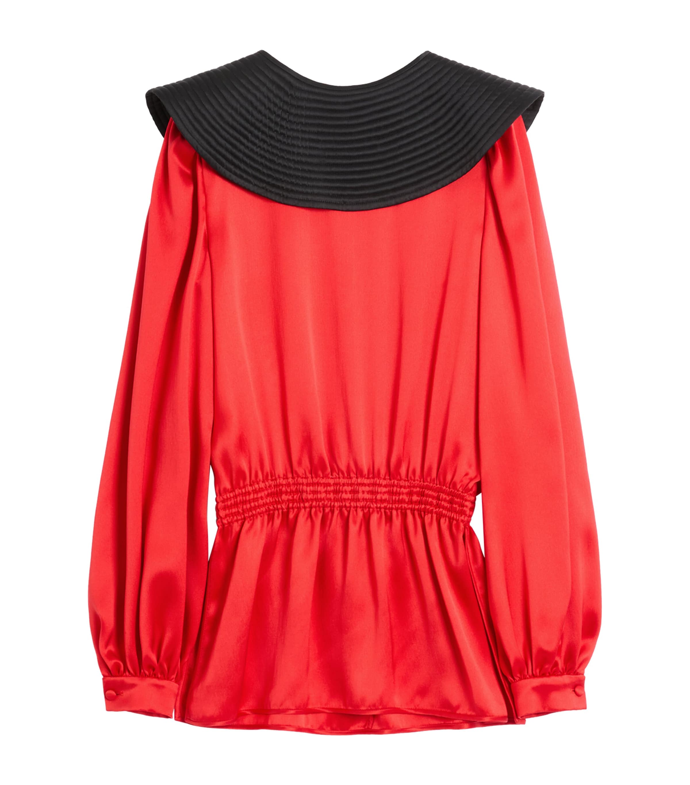 Shop Valentino Satin Collar-detail Blouse In Red