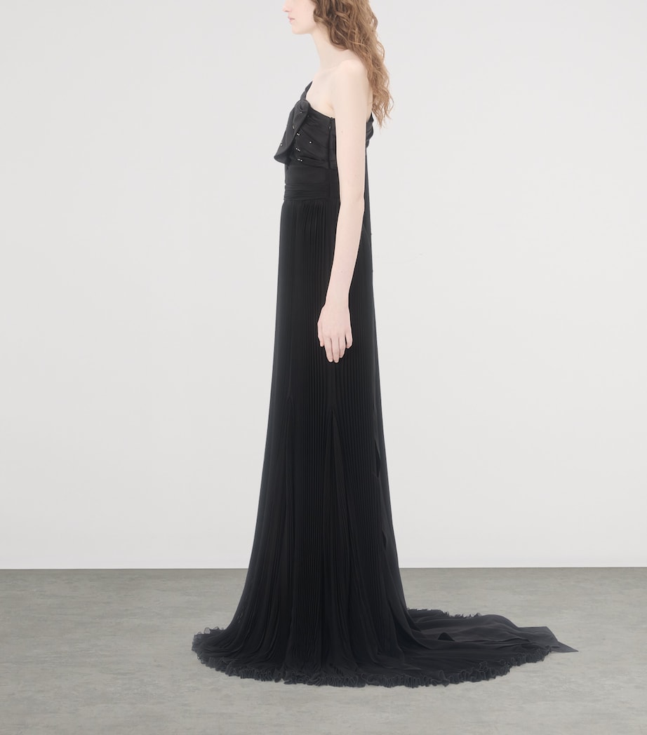 Valentino Womens Silk Pleated Gown Nud Image 3