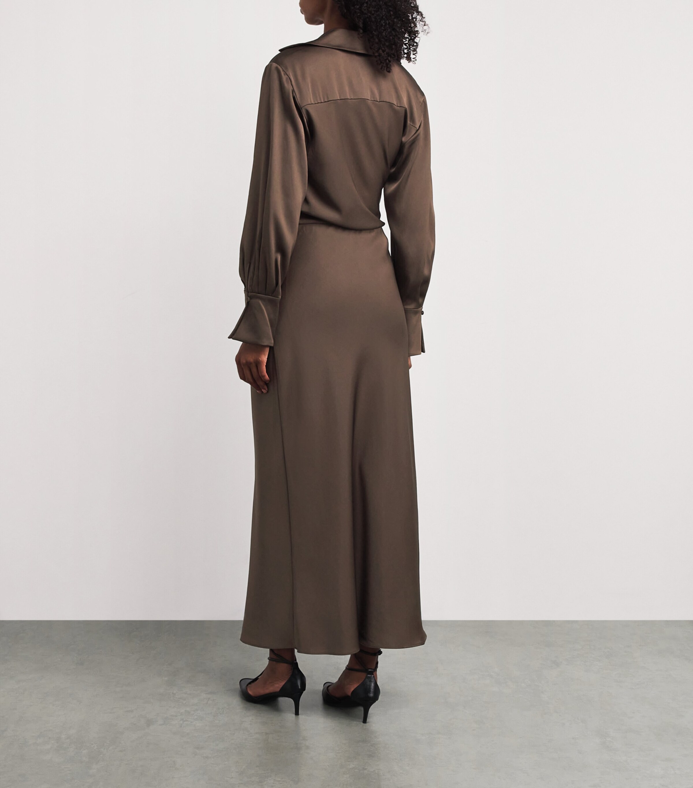 Satin Draped Talita Midi Dress COCOA Image 3