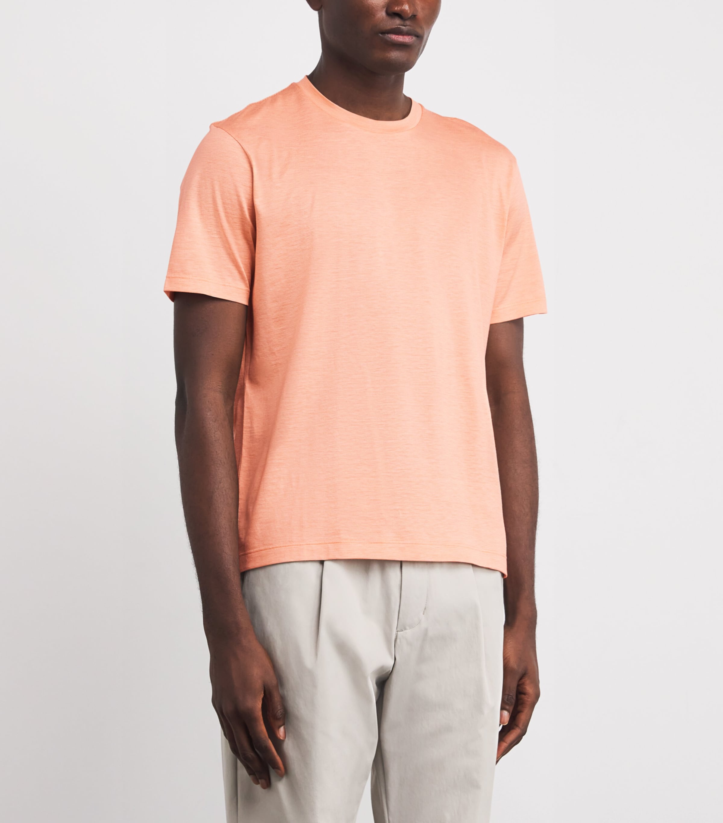 Cotton-Silk Stripe T-Shirt 133 WHITE ORANGE Image 3