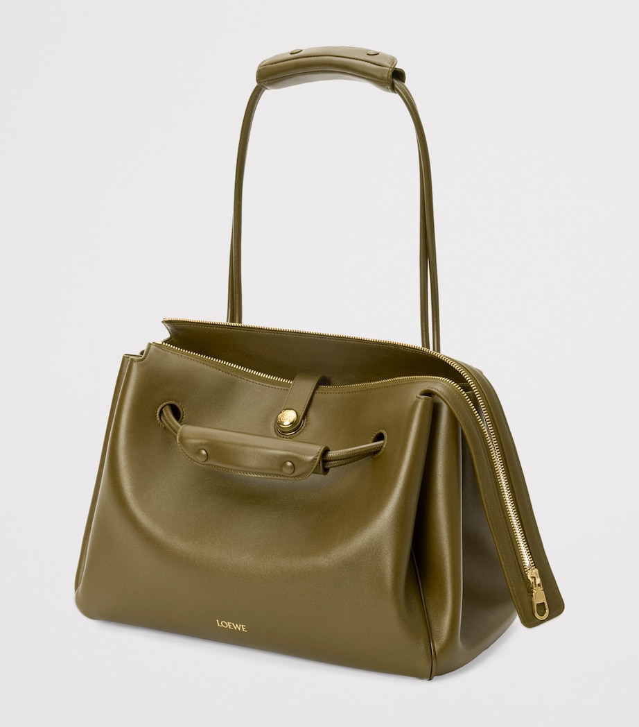 Large Leather Madrid Shoulder Bag OLIVE Image 3