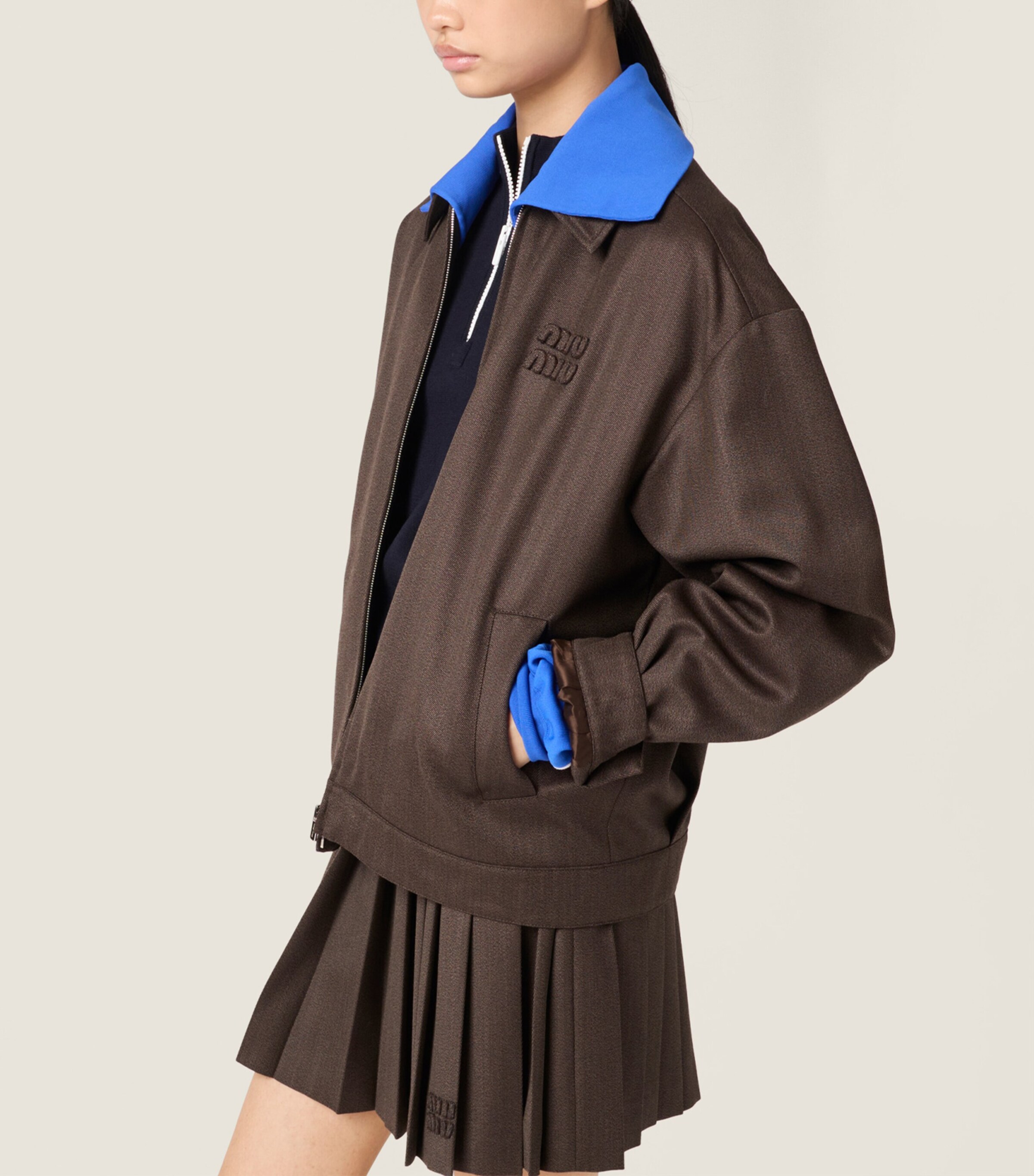 Wool Pleated Mini Skirt F0324 Image 5