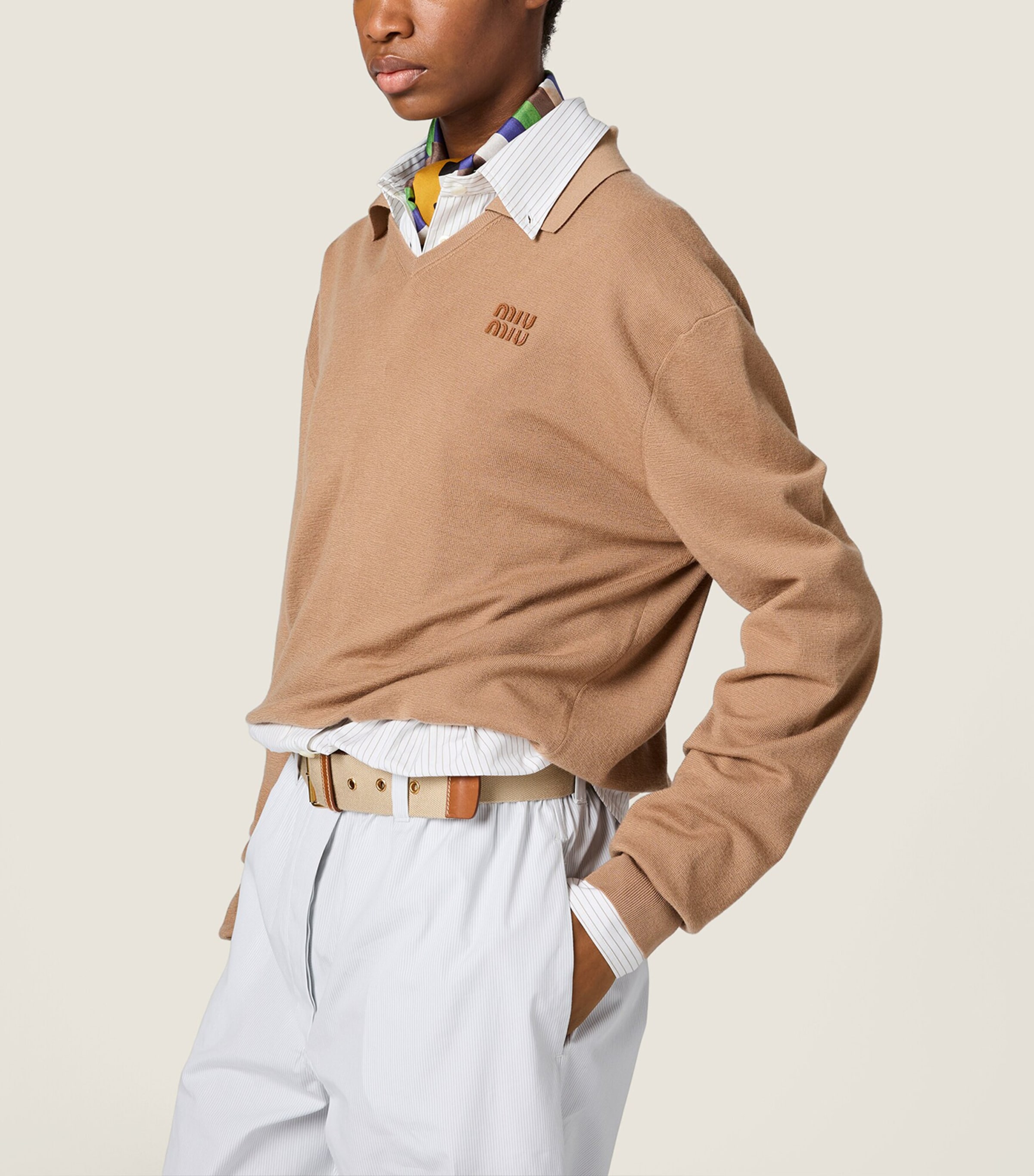 Miu Miu Womens Cashmere Polo Sweater Image 5