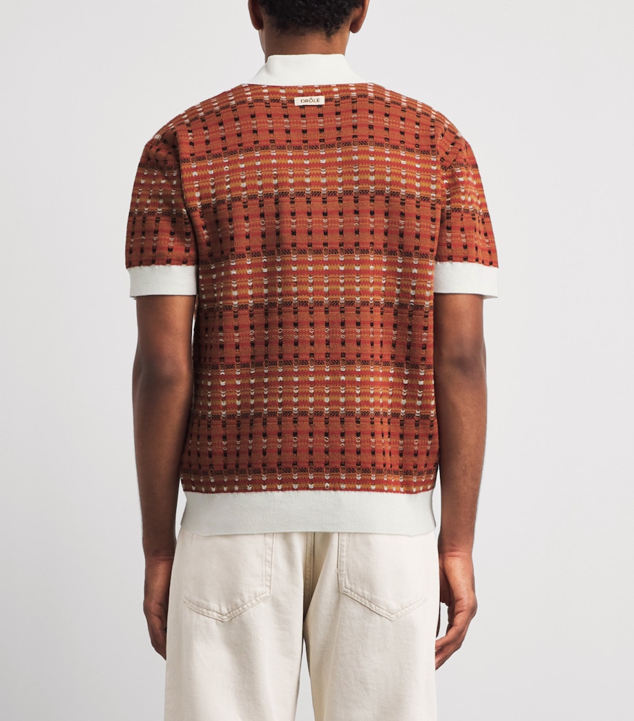 Drôle De Monsieur Mens Cotton Open-Knit Polo Shirt Drd / Dark Red Image 5