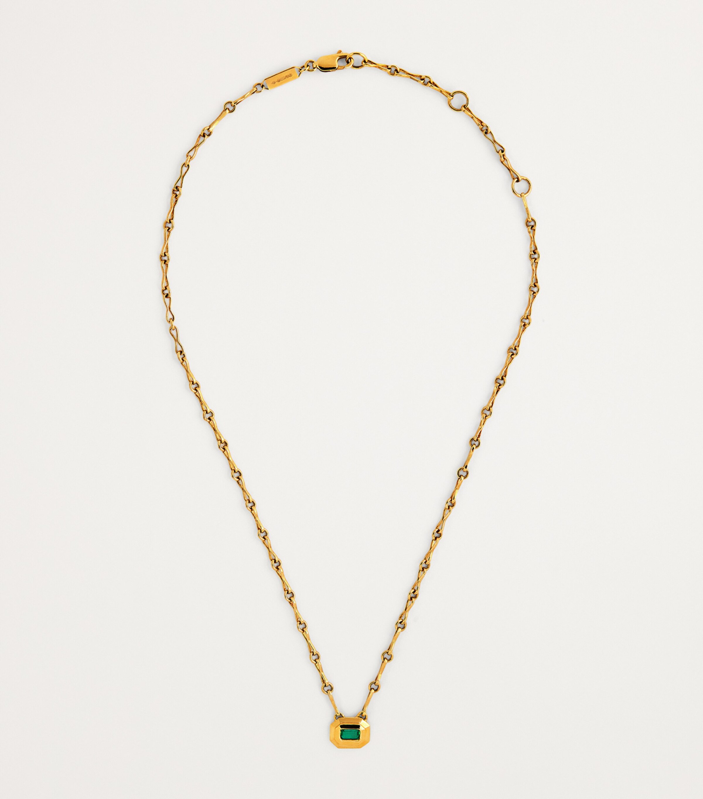 Azlee Yellow Gold and Emerald Staircase Necklace Yellow Gold Image 3