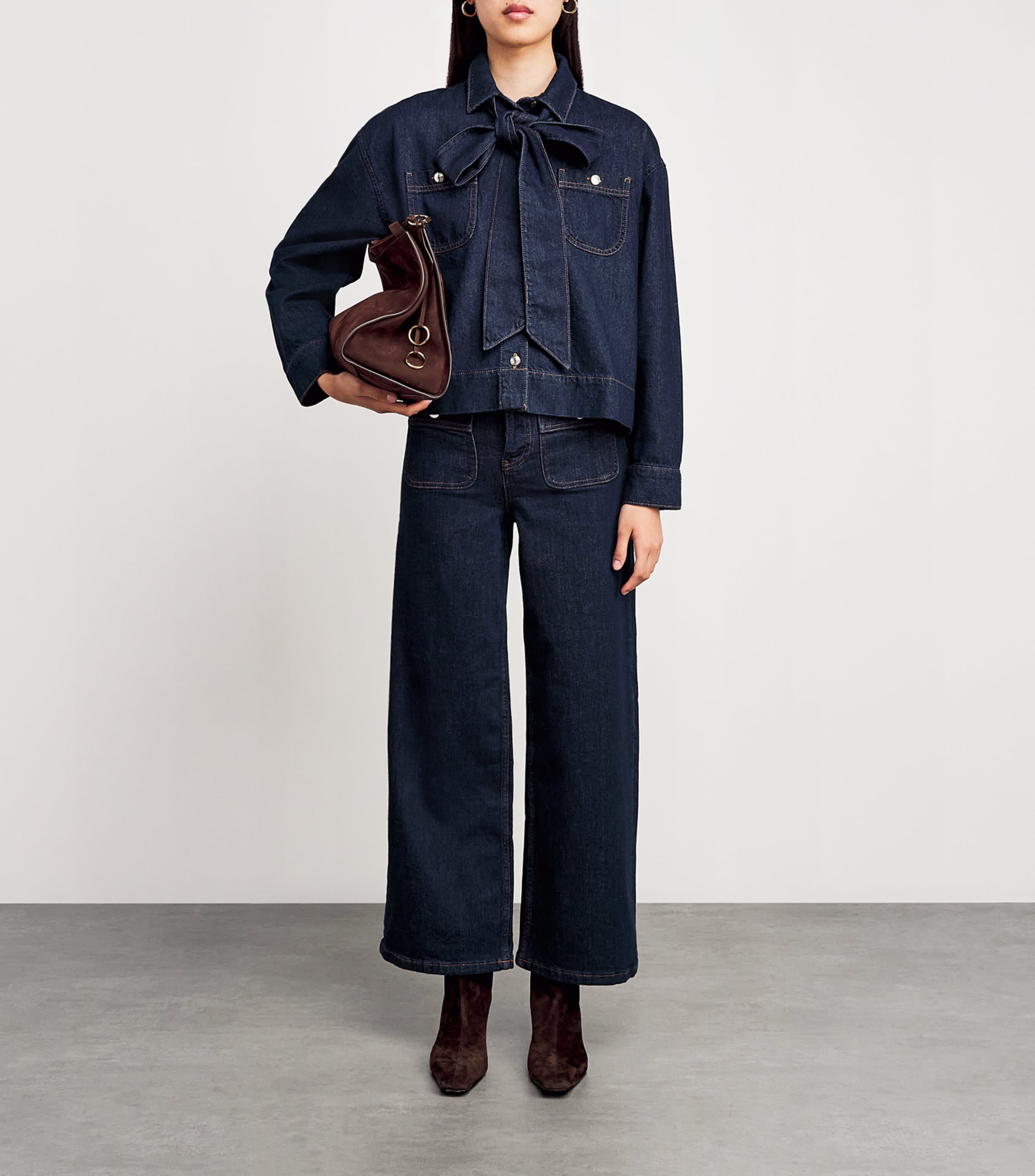 Bow-Detail Denim Jacket NAVY Image 2