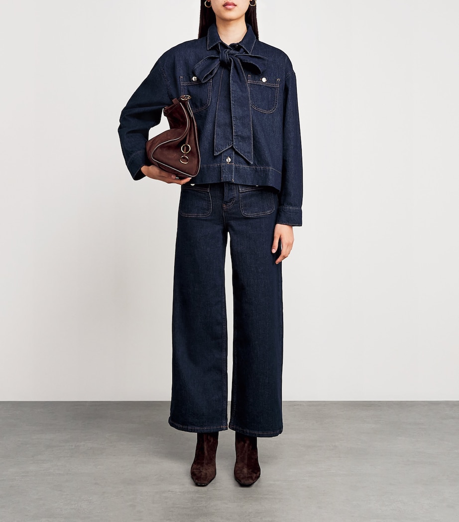 Bow-Detail Denim Jacket NAVY Image 2