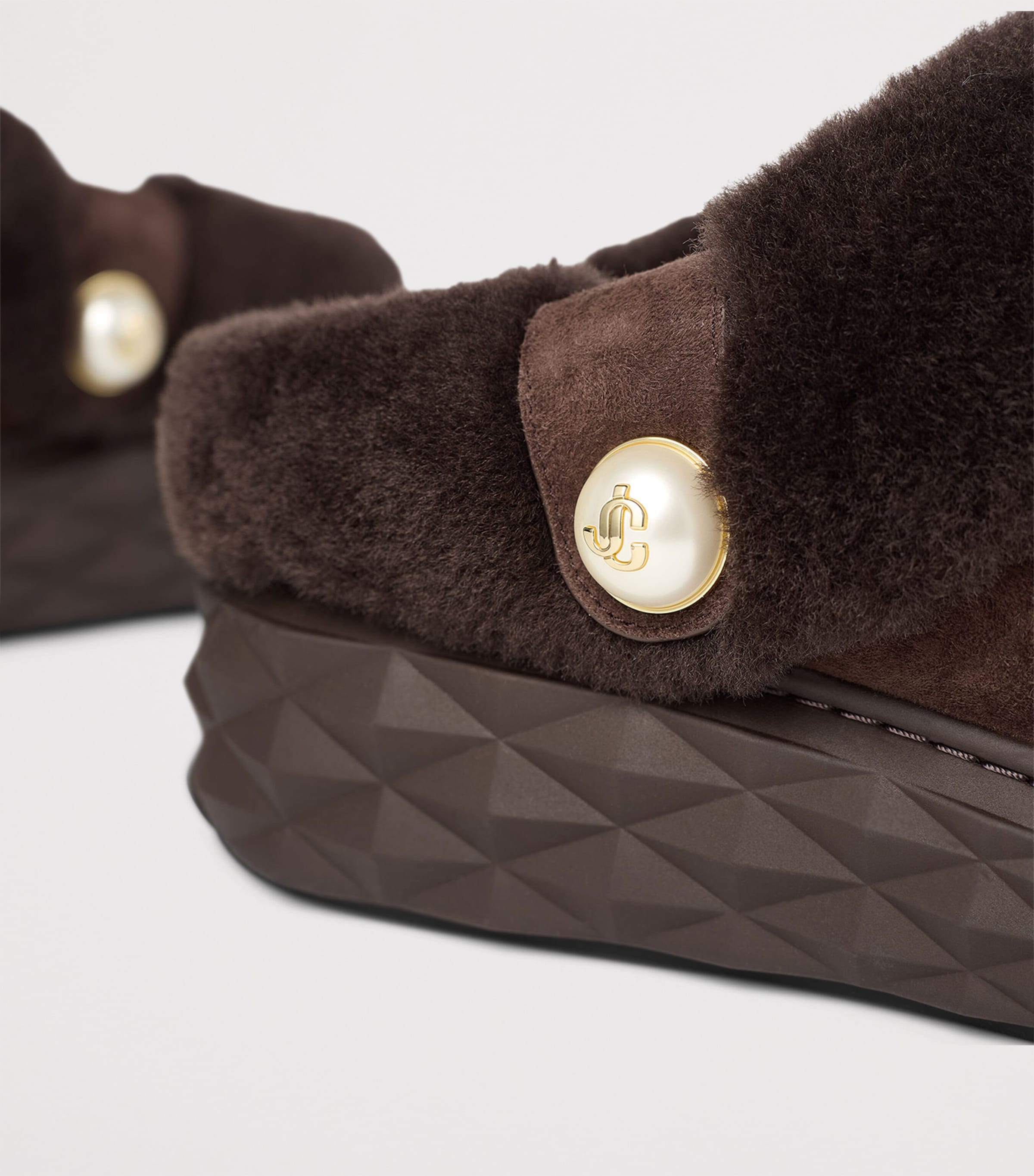Diamond Maxi Suede-Shearling Mules V CHOCOLATE/CHOCOLAT Image 5