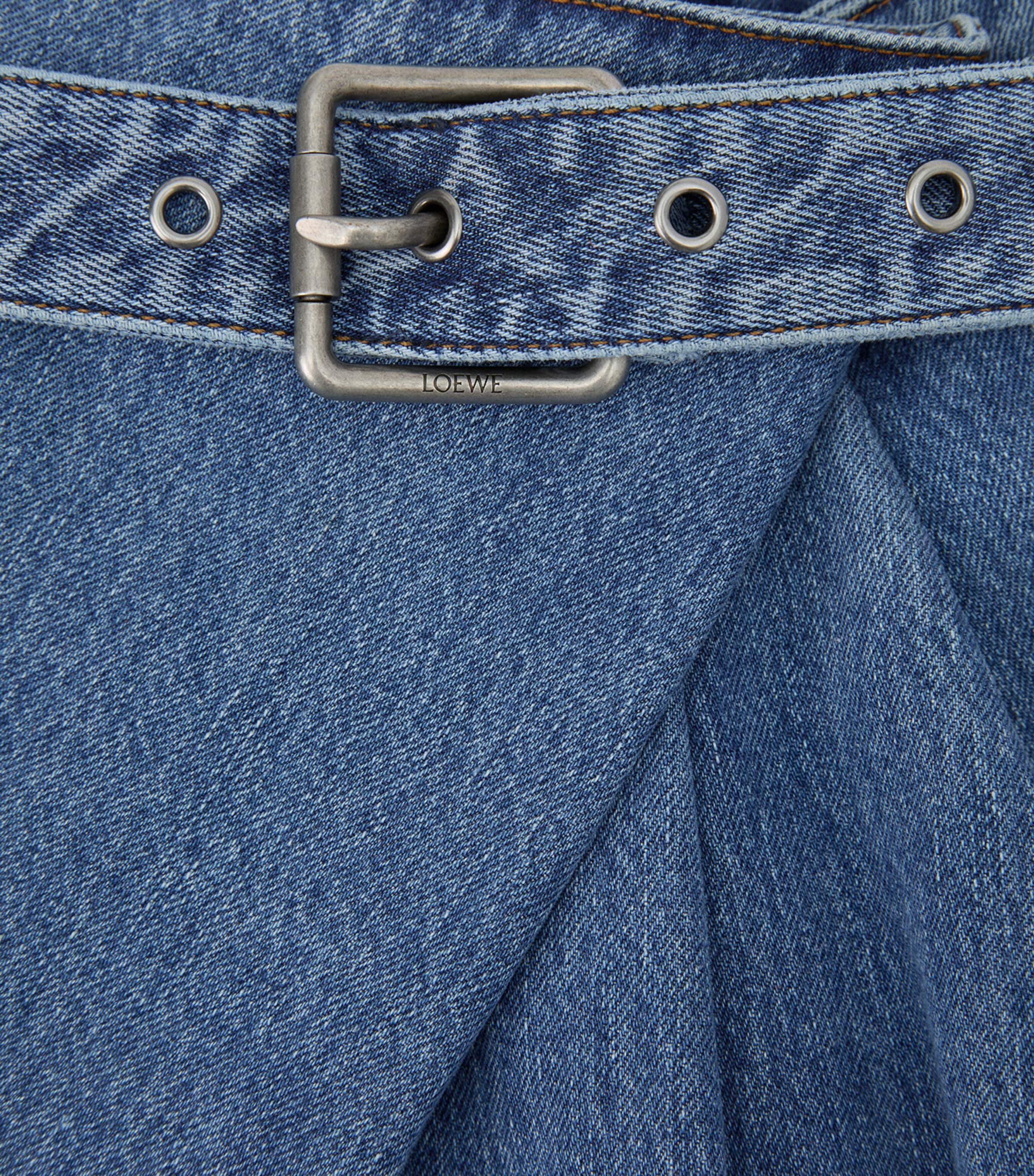 LOEWE Womens Draped Mid-Rise Relaxed Jeans Blue Image 6