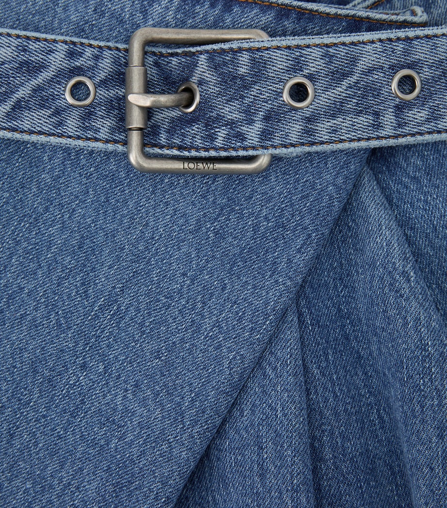 LOEWE Womens Draped Mid-Rise Relaxed Jeans Blue Image 6