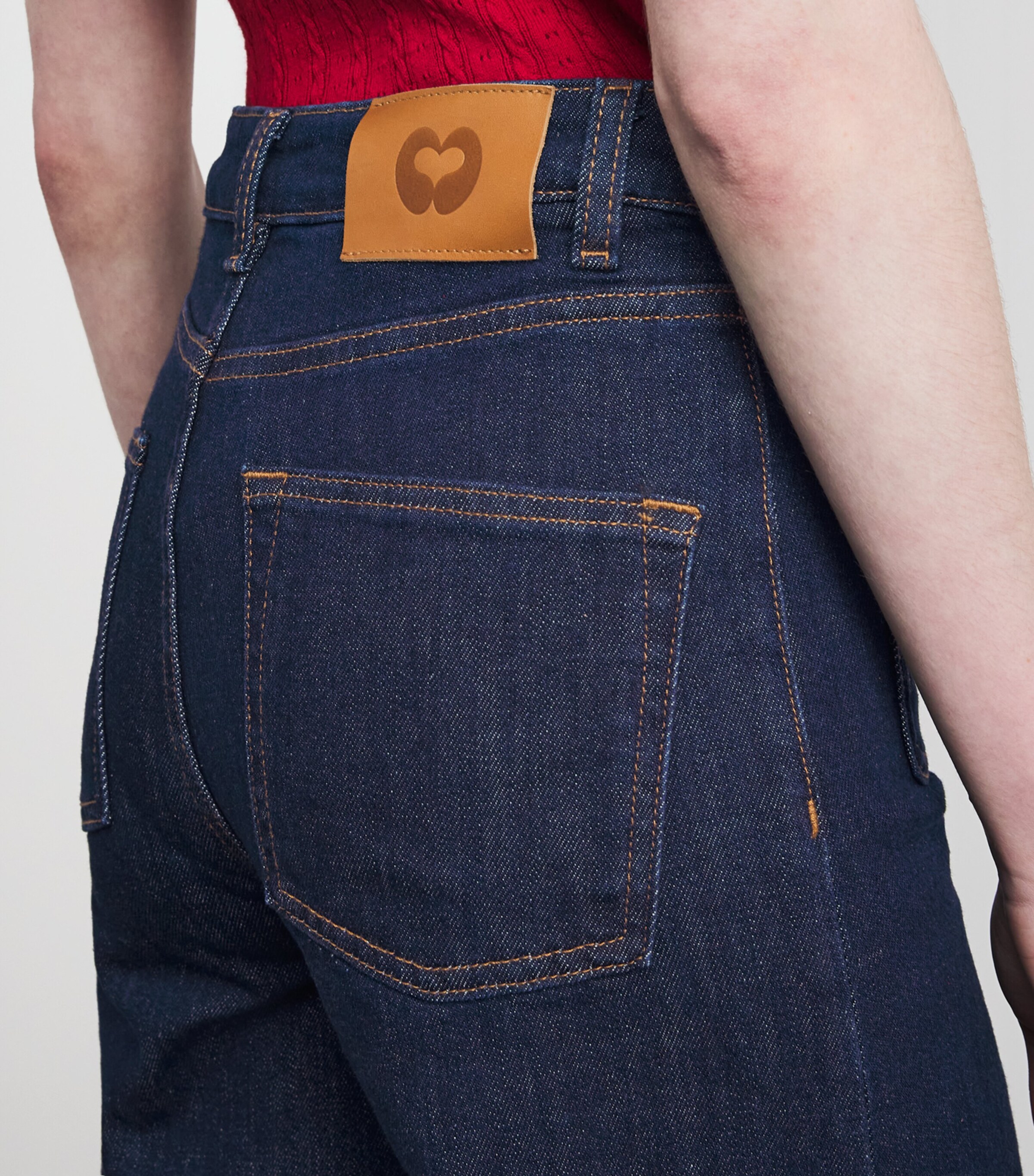 Maje Womens Patch-Pockets Flared Jeans Navy Image 3