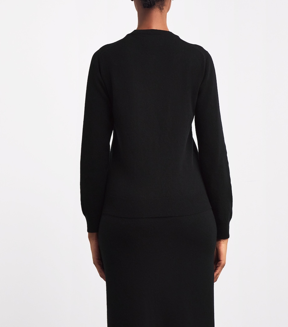 Cashmere Crew-Neck Cardigan BLACK Image 4