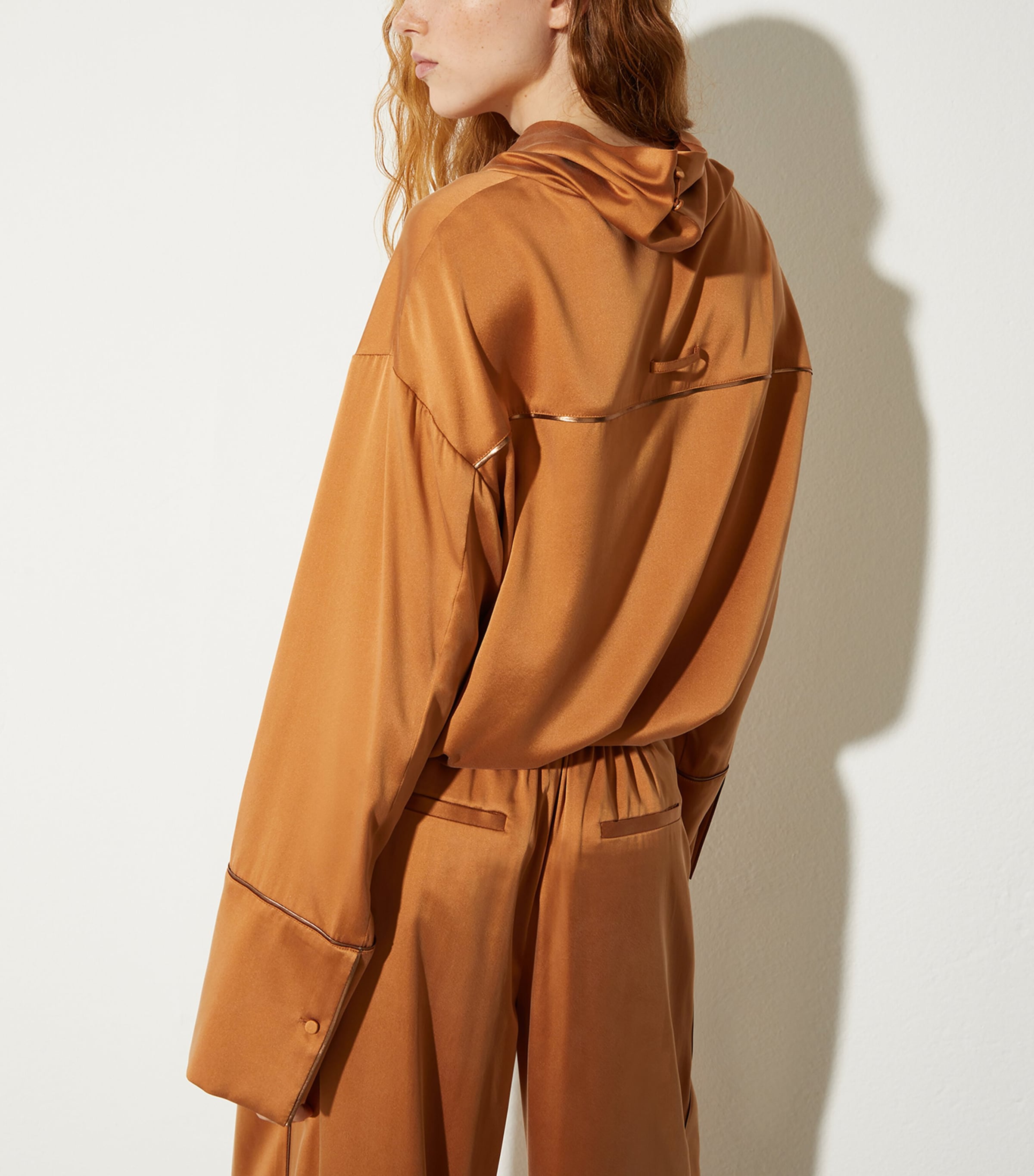 Stretch-Silk Cowl-Neck Blouse AMBER Image 3