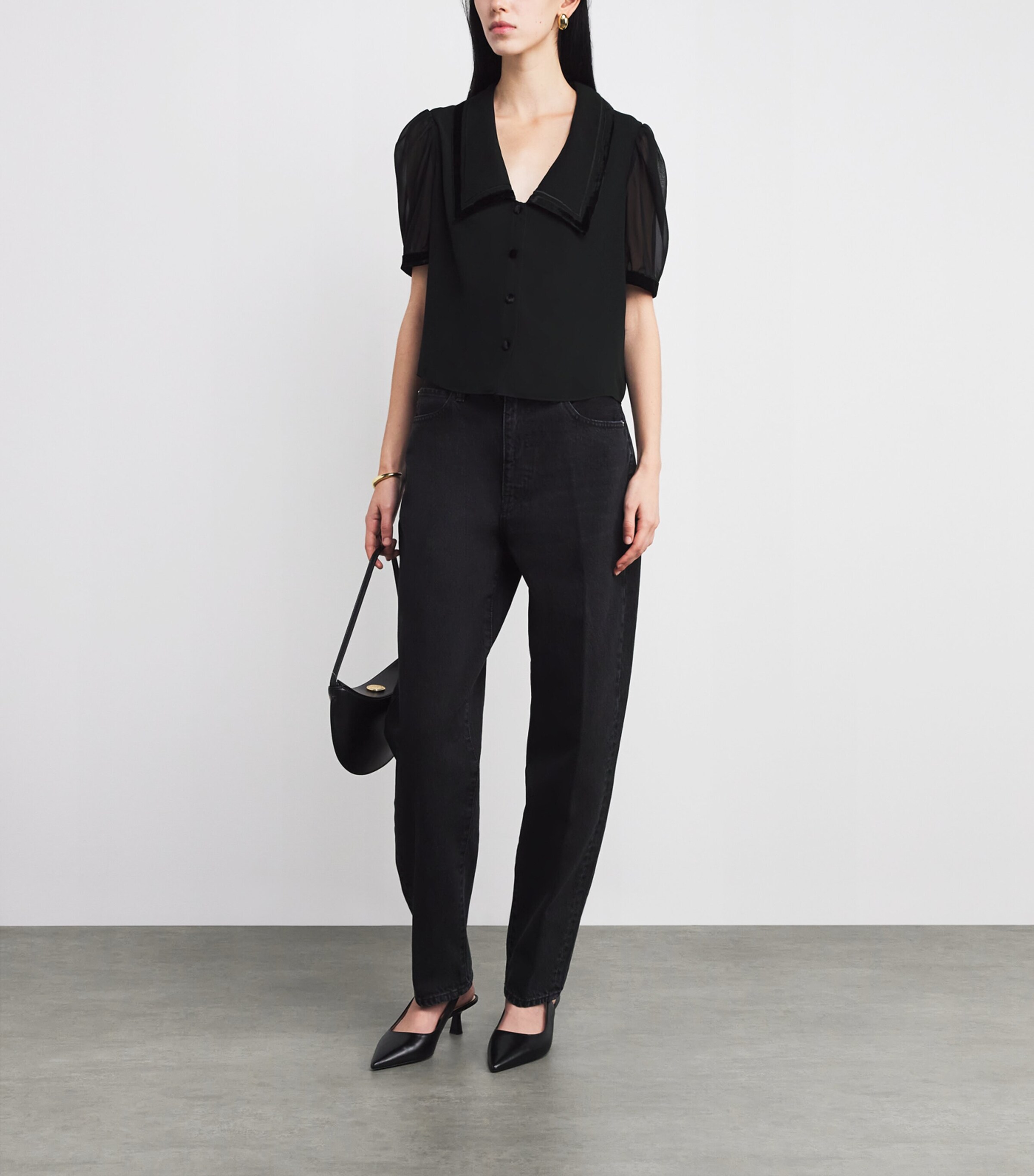 The Silk Sailor Blouse BLACK Image 2