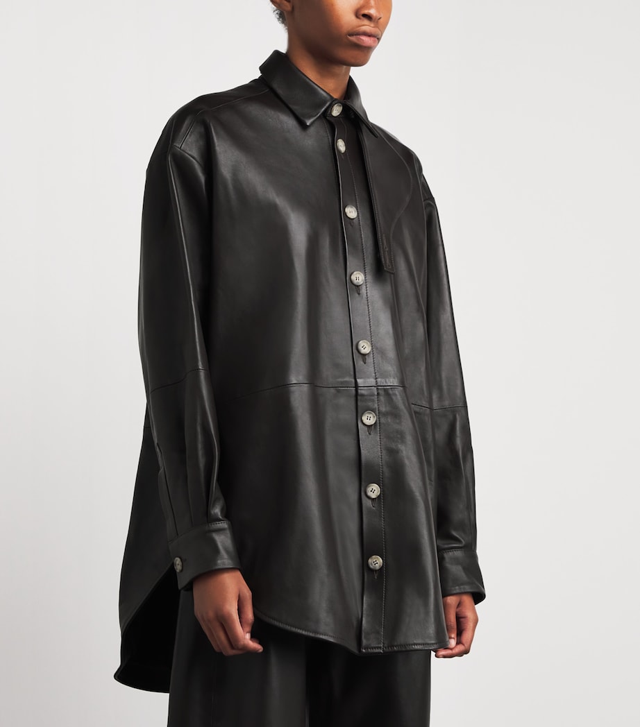 Leather Gaiter Shirt Jacket E04 ESPRESSO Image 3