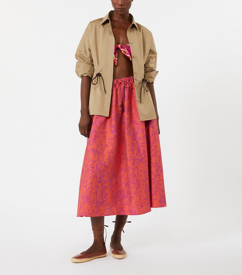 Max Mara Womens Cotton Poplin Drawstring Shirt Kaki Image 2