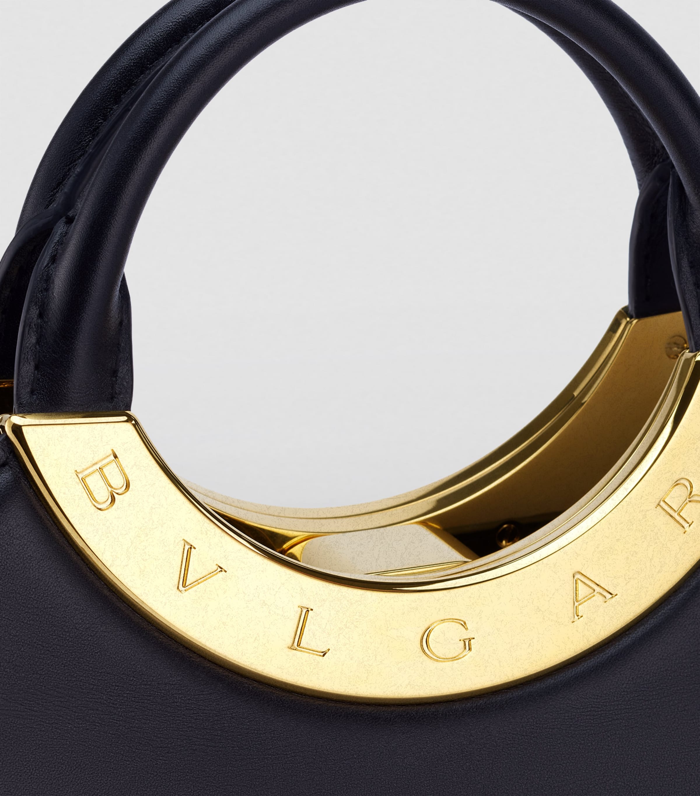 Small Leather Roma Top-Handle Bag BLACK Image 5