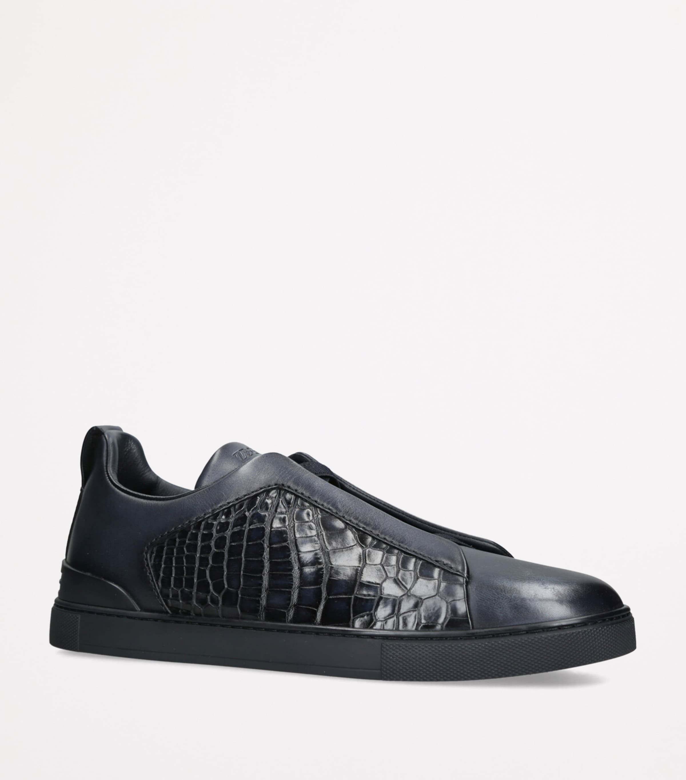 Crocodile-Panel Triple Stitch Sneakers BLUE/DARK Image 3