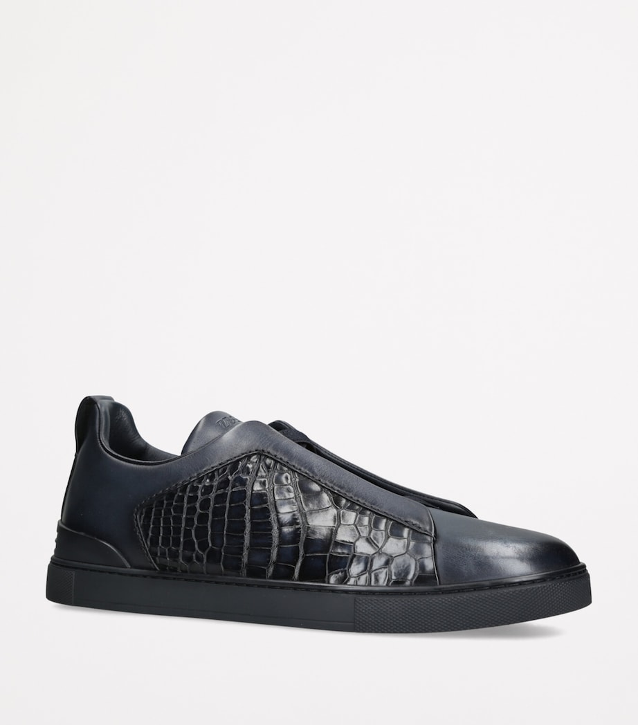 Crocodile-Panel Triple Stitch Sneakers BLUE/DARK Image 3