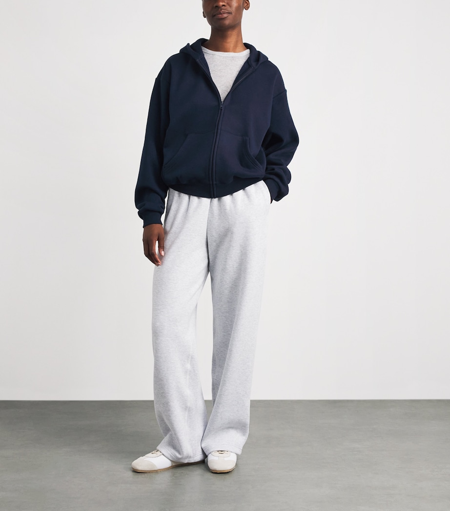 Skims Womens Cotton-Blend Fleece Classic Hoodie Navy Image 2