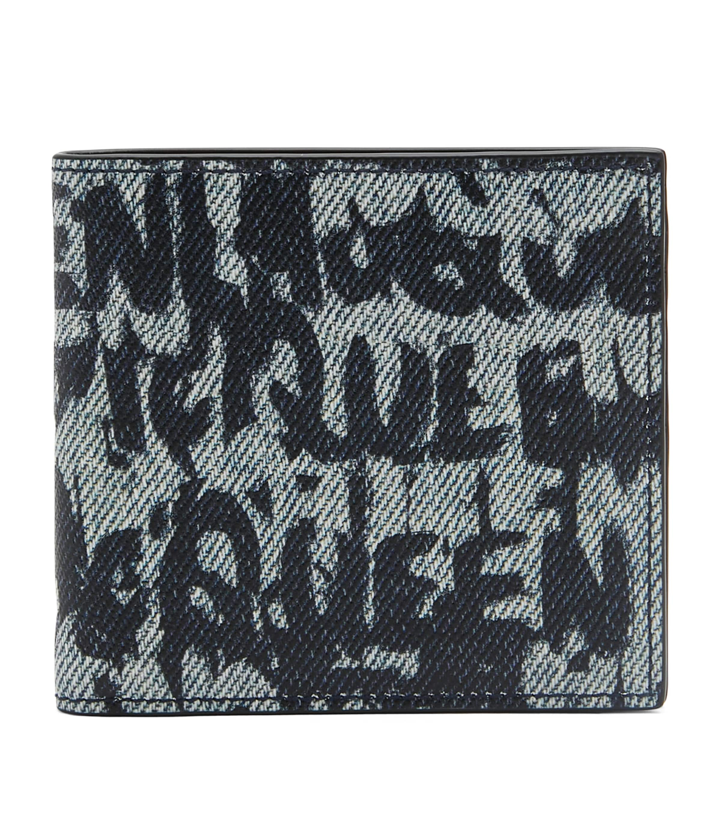 Shop Alexander Mcqueen Leather Graffiti Logo Bifold Wallet In Blue