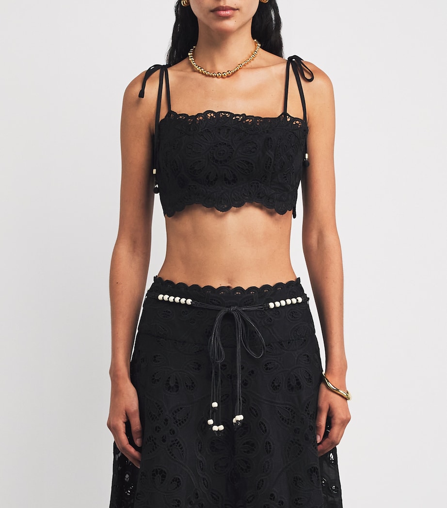 Cotton Rhiannon Embroidered Crop Top BLK/BLACK Image 3