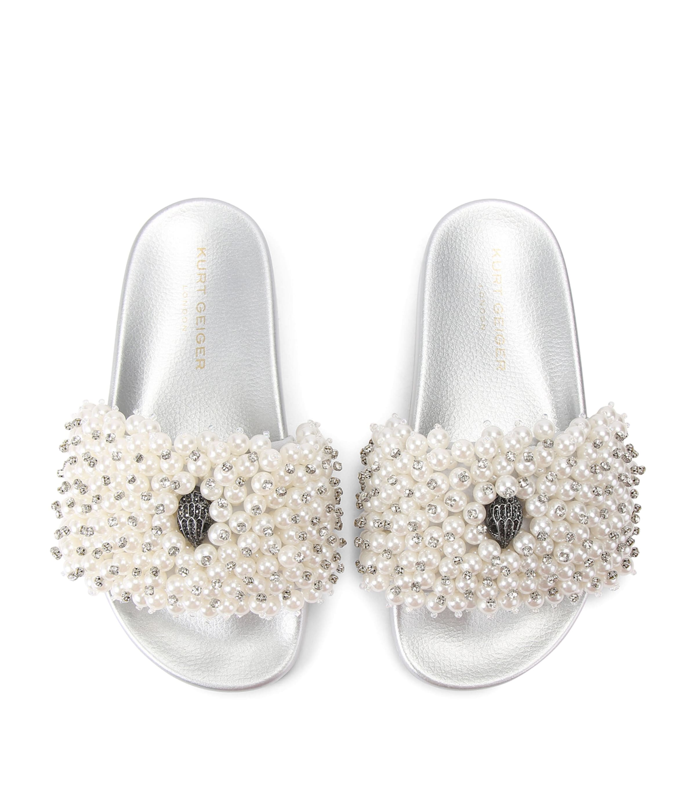 Kurt Geiger London Embellished Meena Eagle Slides Cream Image 2
