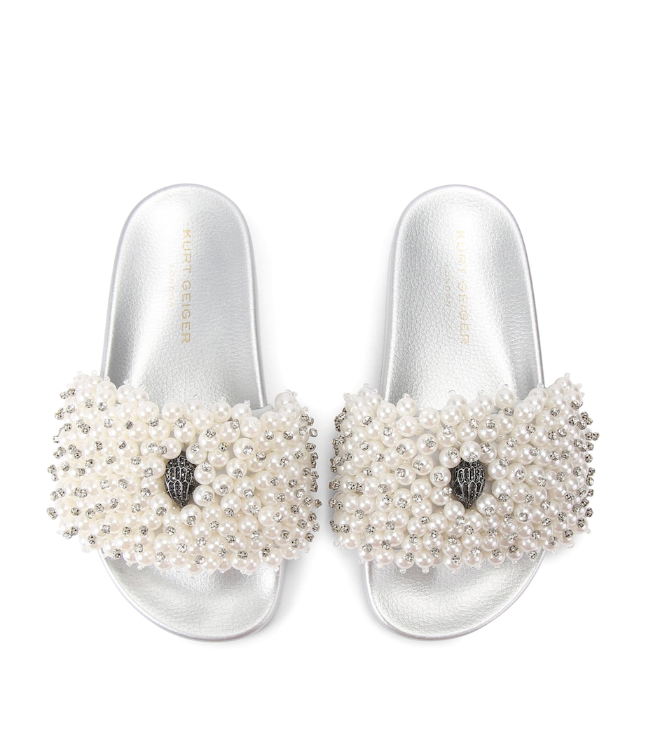 Kurt Geiger London Embellished Meena Eagle Slides Cream Image 2