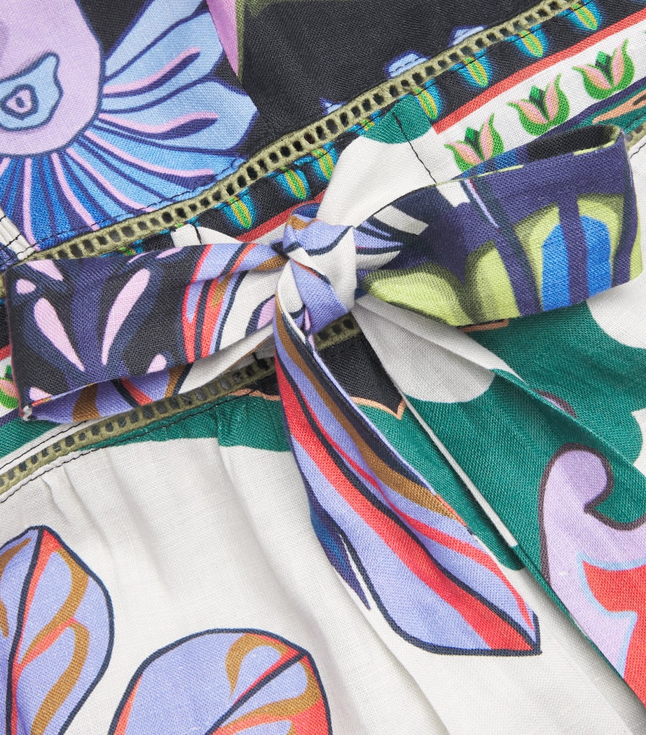 Linen Printed Sena Midi Dress BLACK MULTICOLOR Image 5