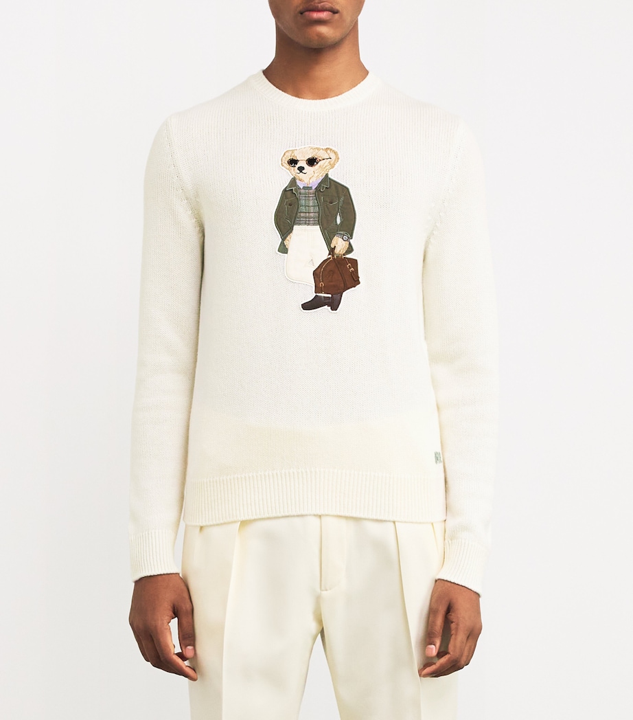 Ralph Lauren Purple Label Mens Cashmere Polo Bear Sweater Classic Cream Image 3
