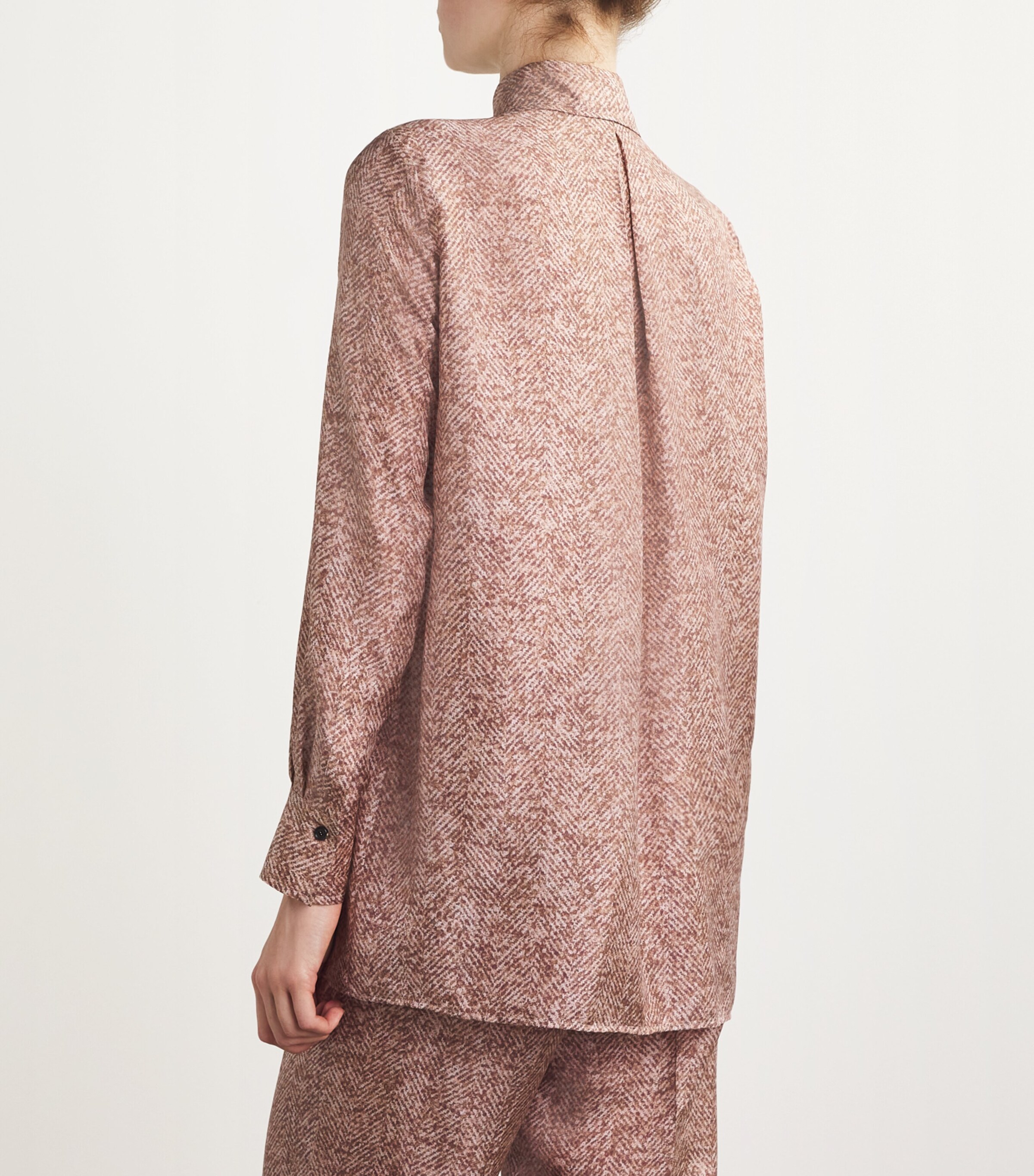 Kiton Womens Silk Herringbone Shirt Rose Image 4