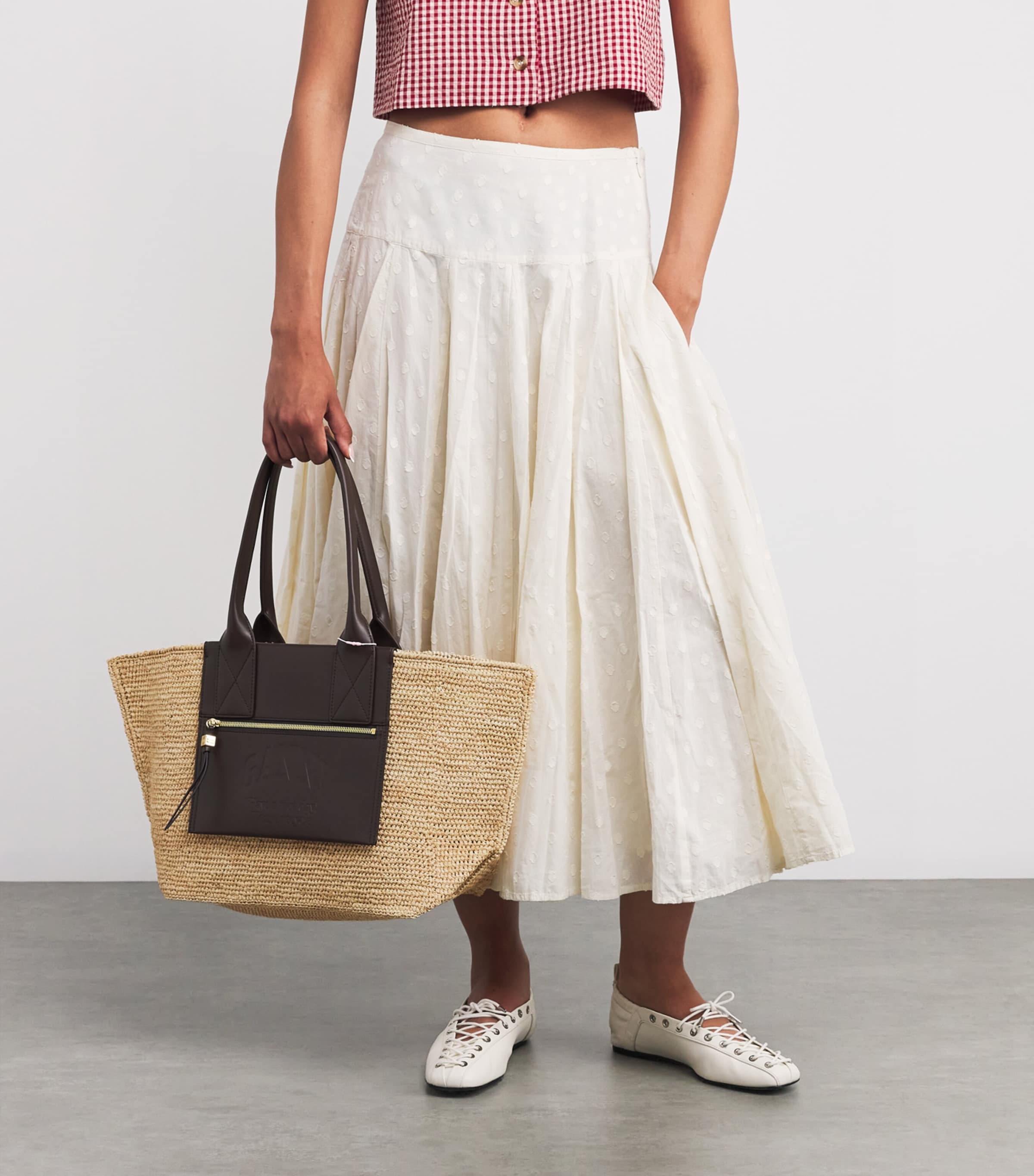 トートバッグ Ganni Easy Medium Shopper Bag - Raffia - White Shop GANNI - Medium Easy Shopper Raffia Tote Bag | Saks
