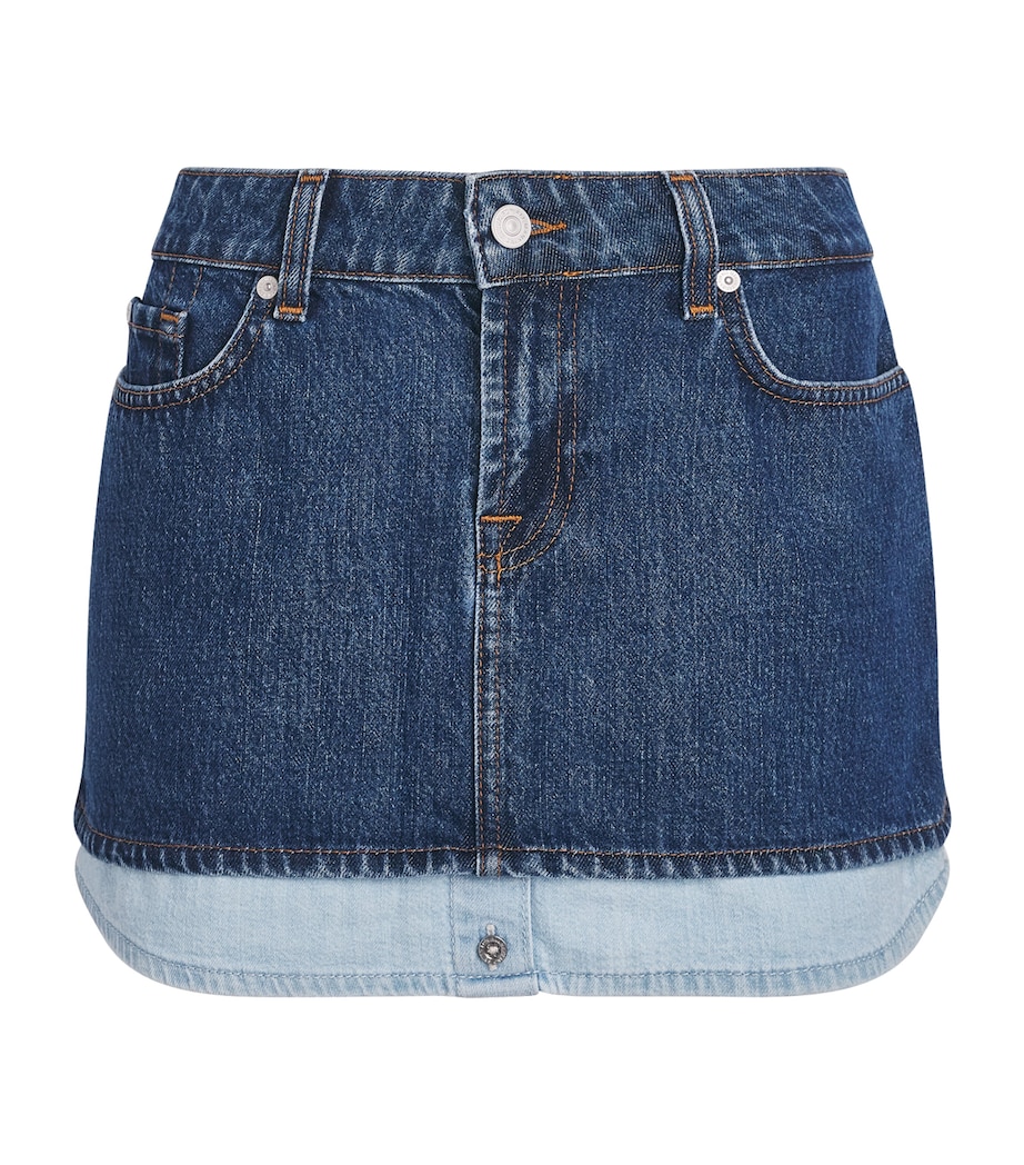 7 For All Mankind Womens Denim Layered Mini Skirt Shadow Image 1