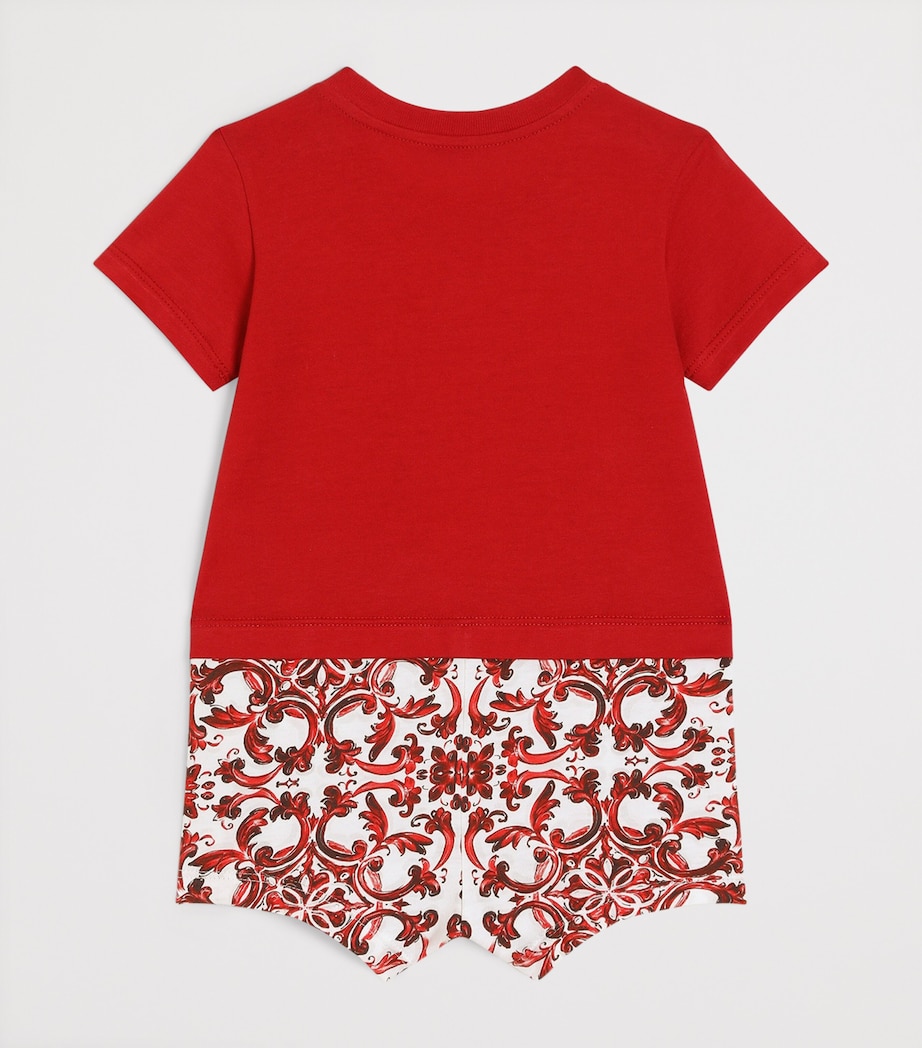 Dolce&Gabbana Kids Cotton Majolica Bodysuit (3-24 Months) Combined Colou Image 2