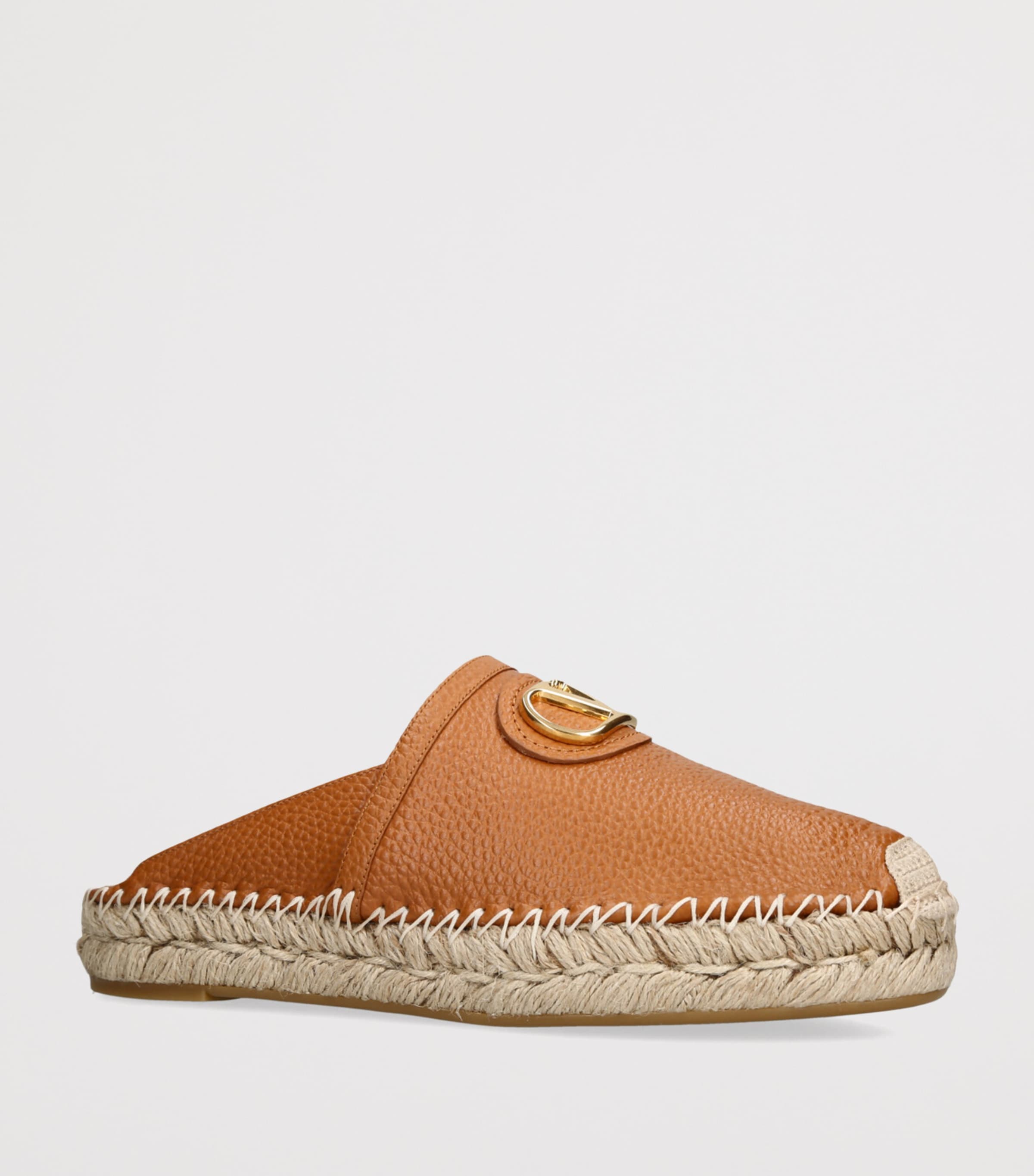 Leather Espadrille Mules TAN Image 3