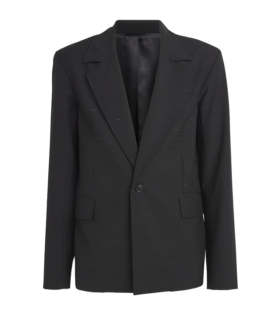 Wool-Linen Heathered Blazer BLACK Image 1